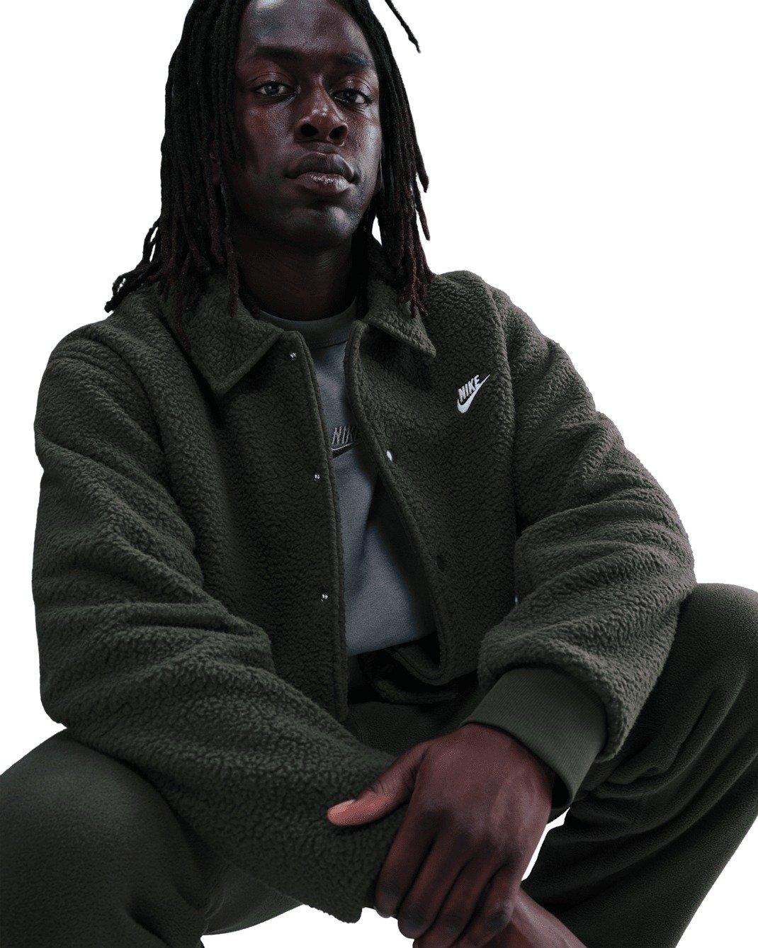 Nike Men's Sportswear Club Heavyweight Fleece Coach Jacket - GREEN Thumbnail View 3