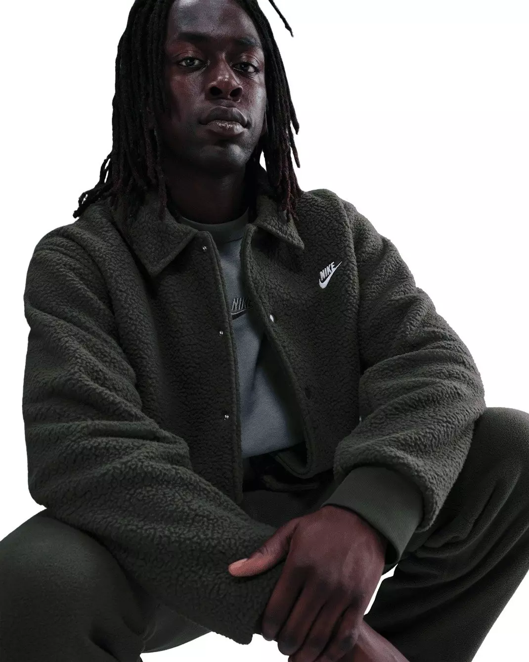 Nike Men's Sportswear Club Heavyweight Fleece Coach Jacket - GREEN