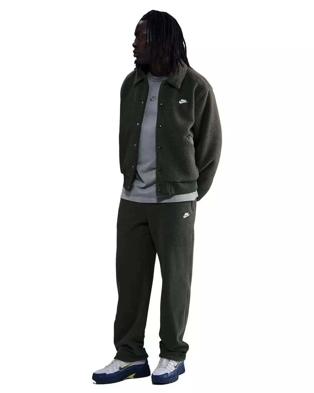 Nike Men's Sportswear Club Heavyweight Fleece Coach Jacket - GREEN