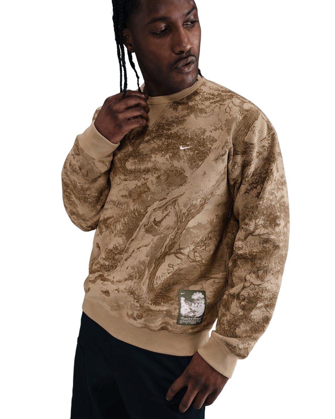 Nike Men's Solo Swoosh BB Fleece Graphic Crew - BEIGE Thumbnail View 1