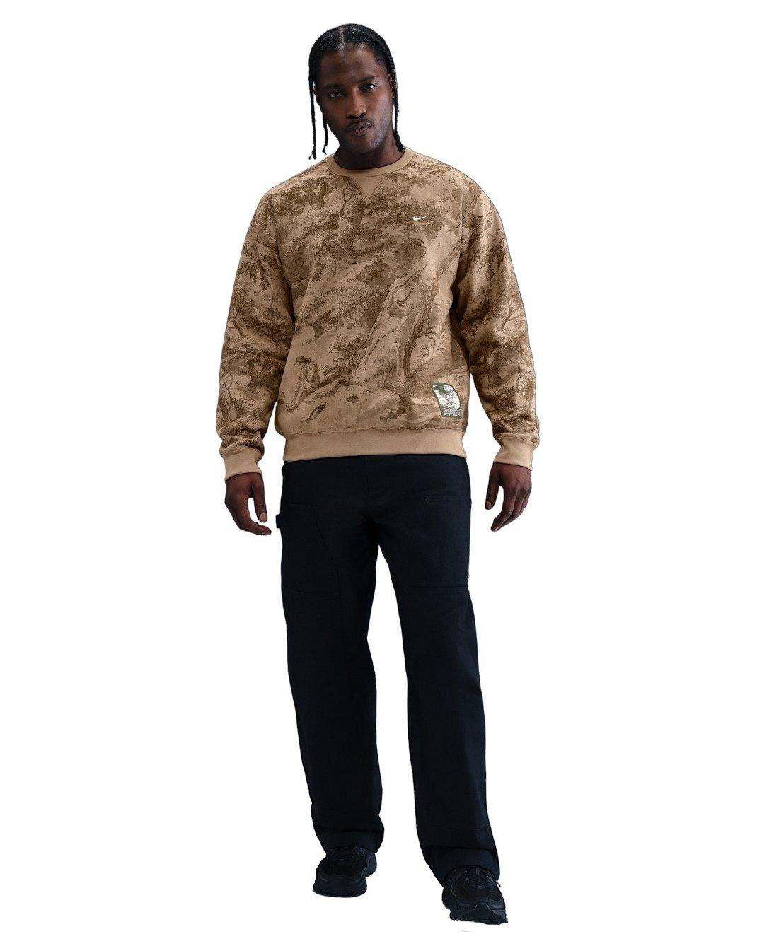 Nike Men's Solo Swoosh BB Fleece Graphic Crew - BEIGE Thumbnail View 4