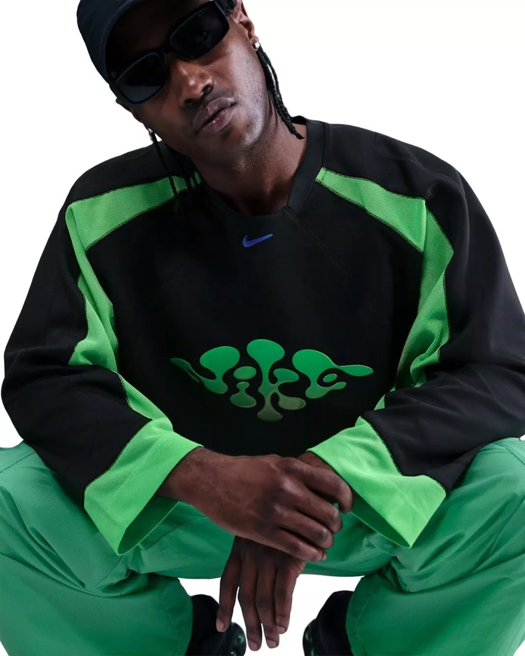 Nike Men's Project F.R.O.G. Long-Sleeve Jelly Jersey Top - BLACK/GREEN/ROYAL