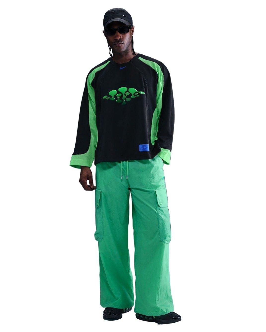 Nike Men's Project F.R.O.G. Long-Sleeve Jelly Jersey Top - BLACK/GREEN/ROYAL Thumbnail View 4