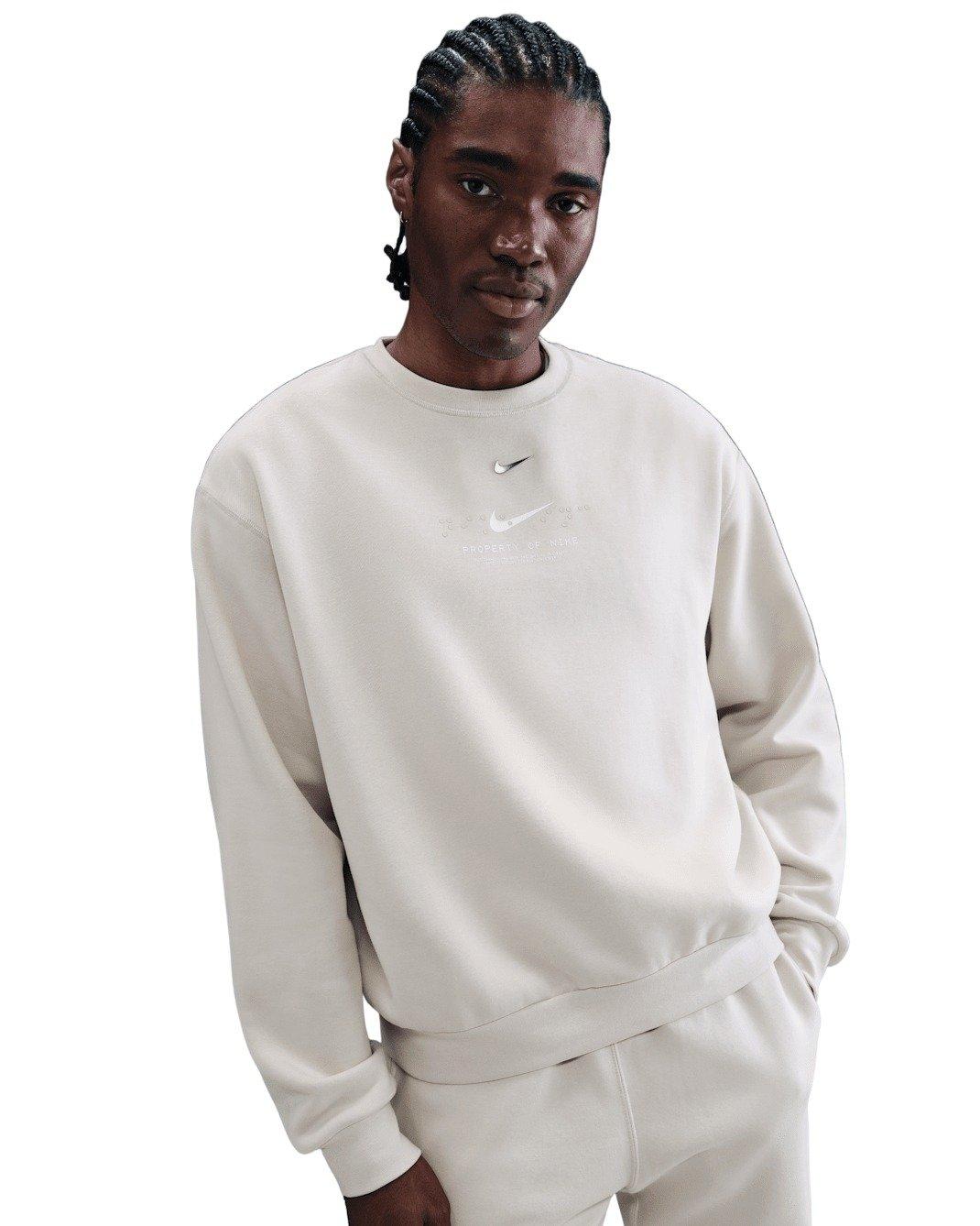 Nike Men's Sportswear Club BB Ski Fleece Crew-Neck Sweatshirt - LT BONE Thumbnail View 1