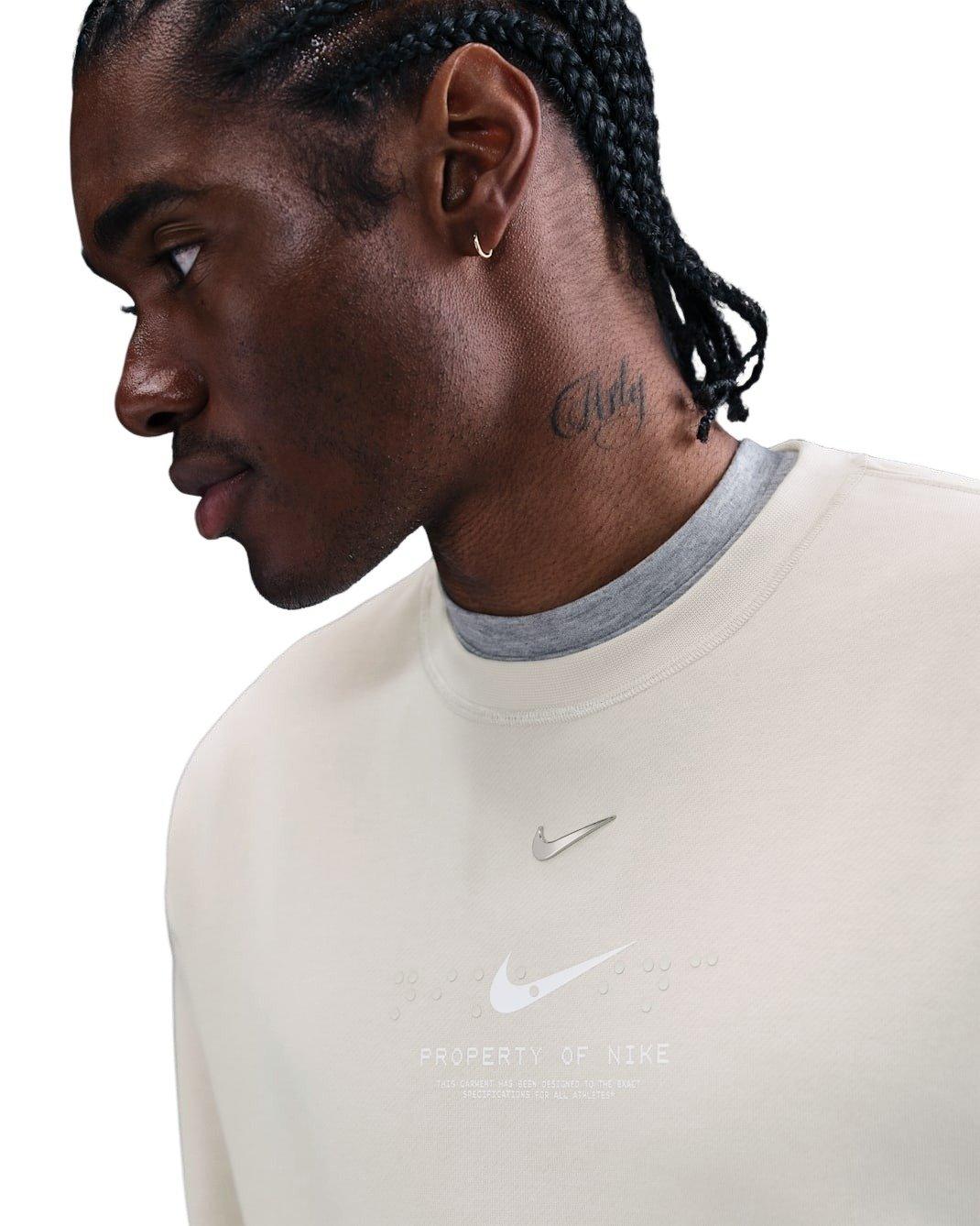Nike Men's Sportswear Club BB Ski Fleece Crew-Neck Sweatshirt - LT BONE Thumbnail View 3