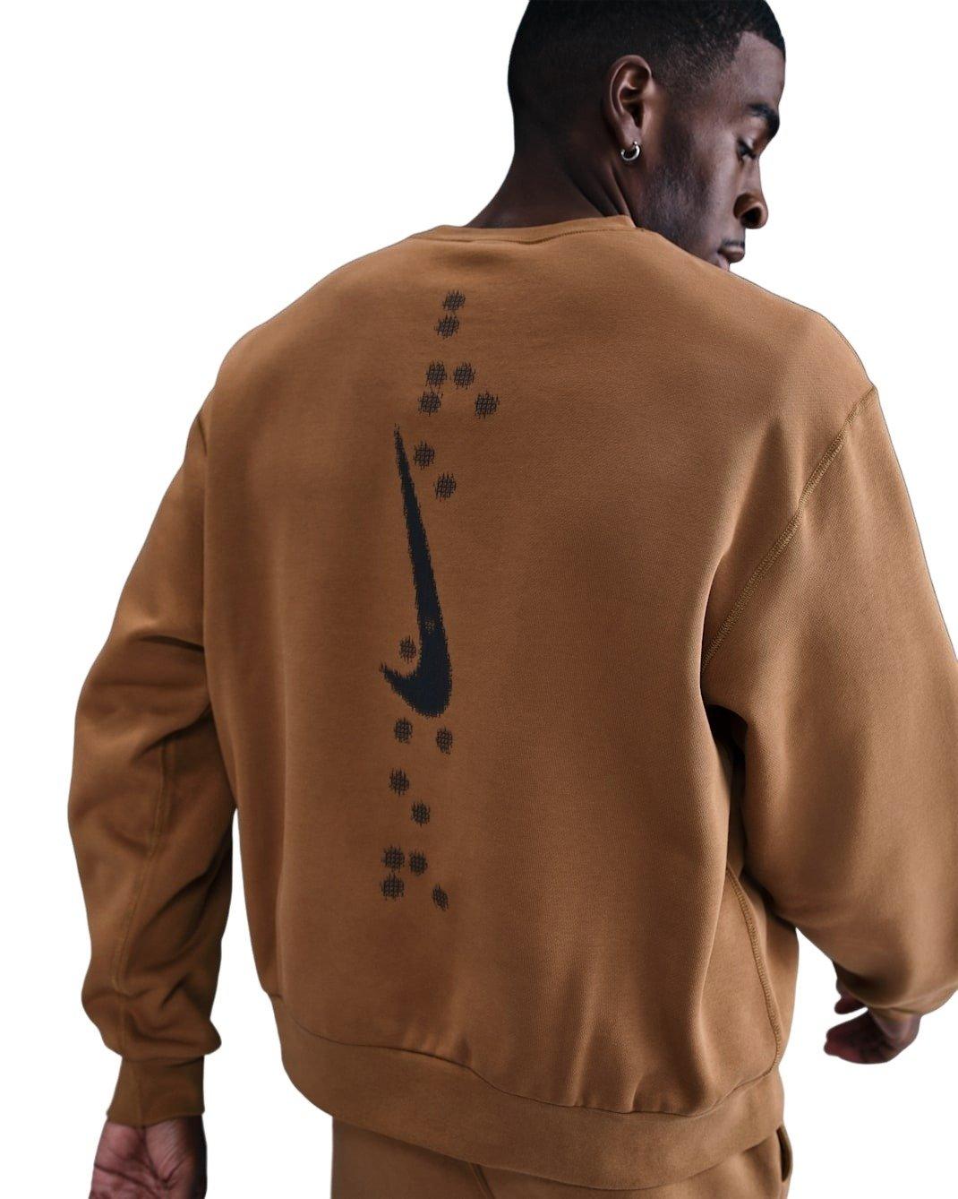 Nike Men's Sportswear Club BB Ski Fleece Crew-Neck Sweatshirt - BROWN Thumbnail View 2