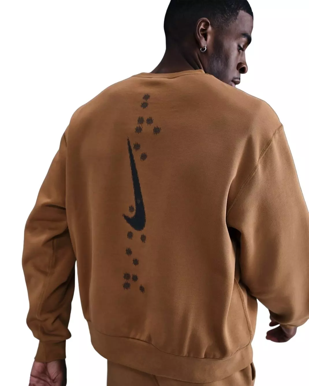 Nike Men's Sportswear Club BB Ski Fleece Crew-Neck Sweatshirt - BROWN