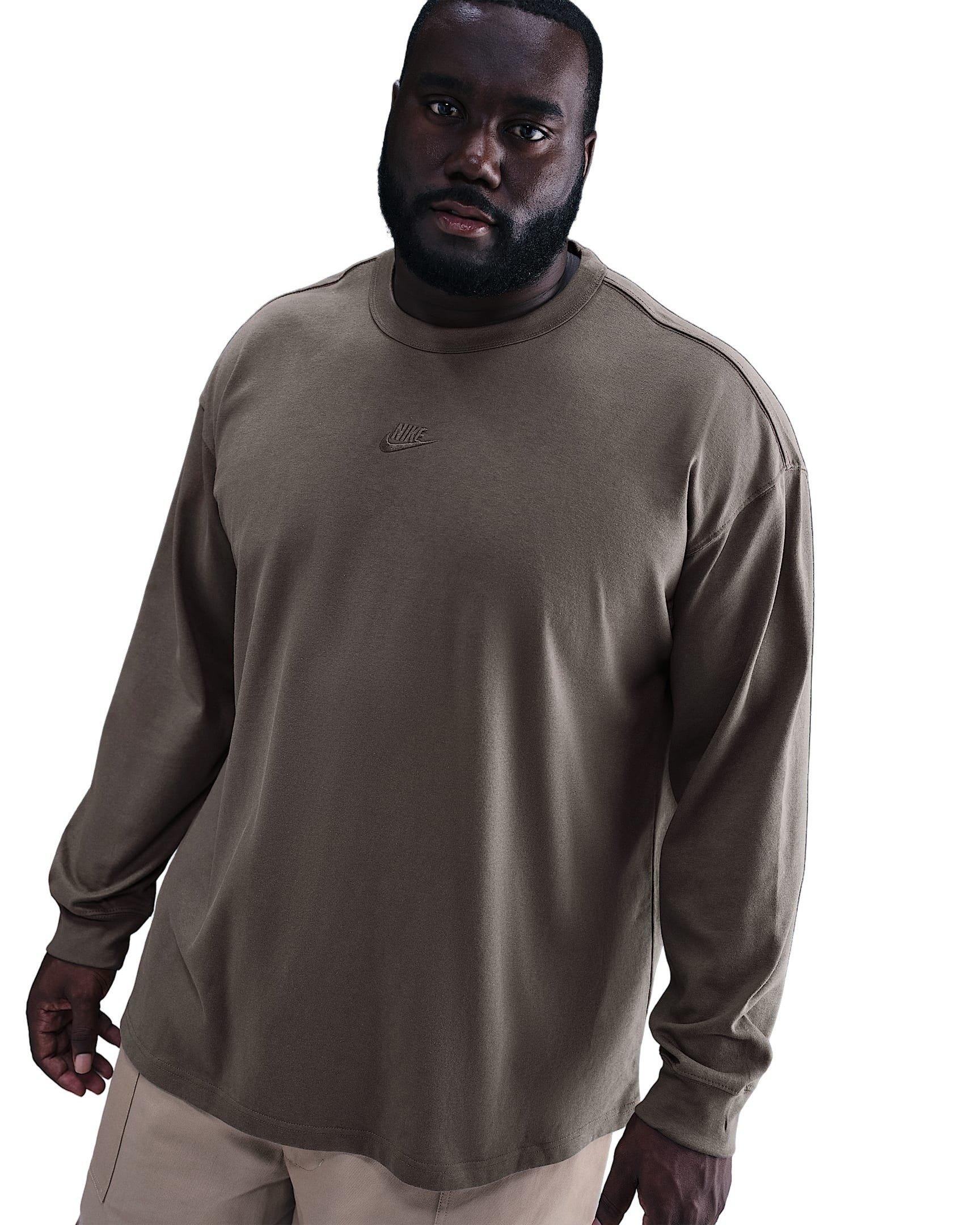 Nike Men's Sportswear Premium Essentials Long-Sleeve T-Shirt - STONE GREY Thumbnail View 1