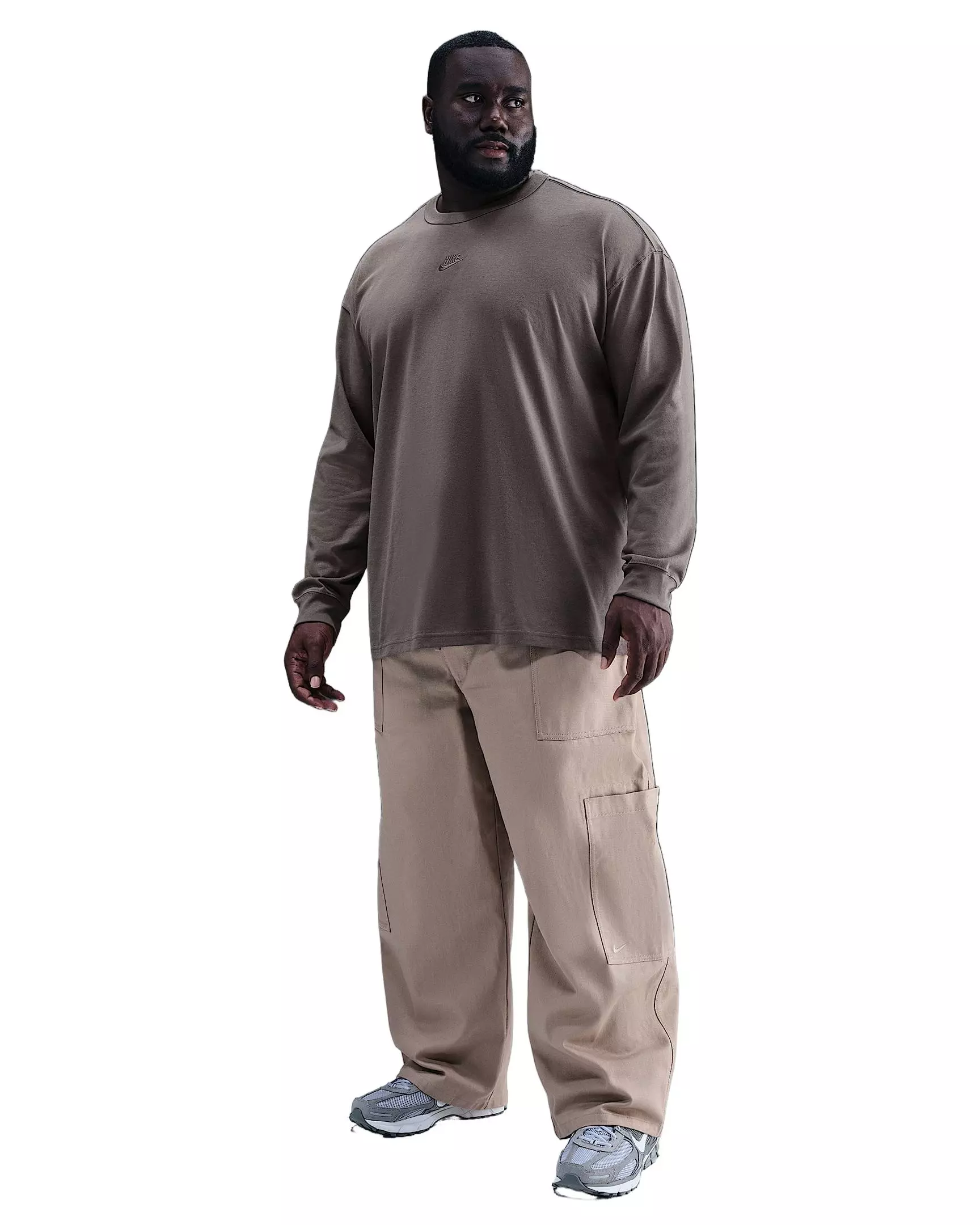 Nike Men's Sportswear Premium Essentials Long-Sleeve T-Shirt - STONE GREY