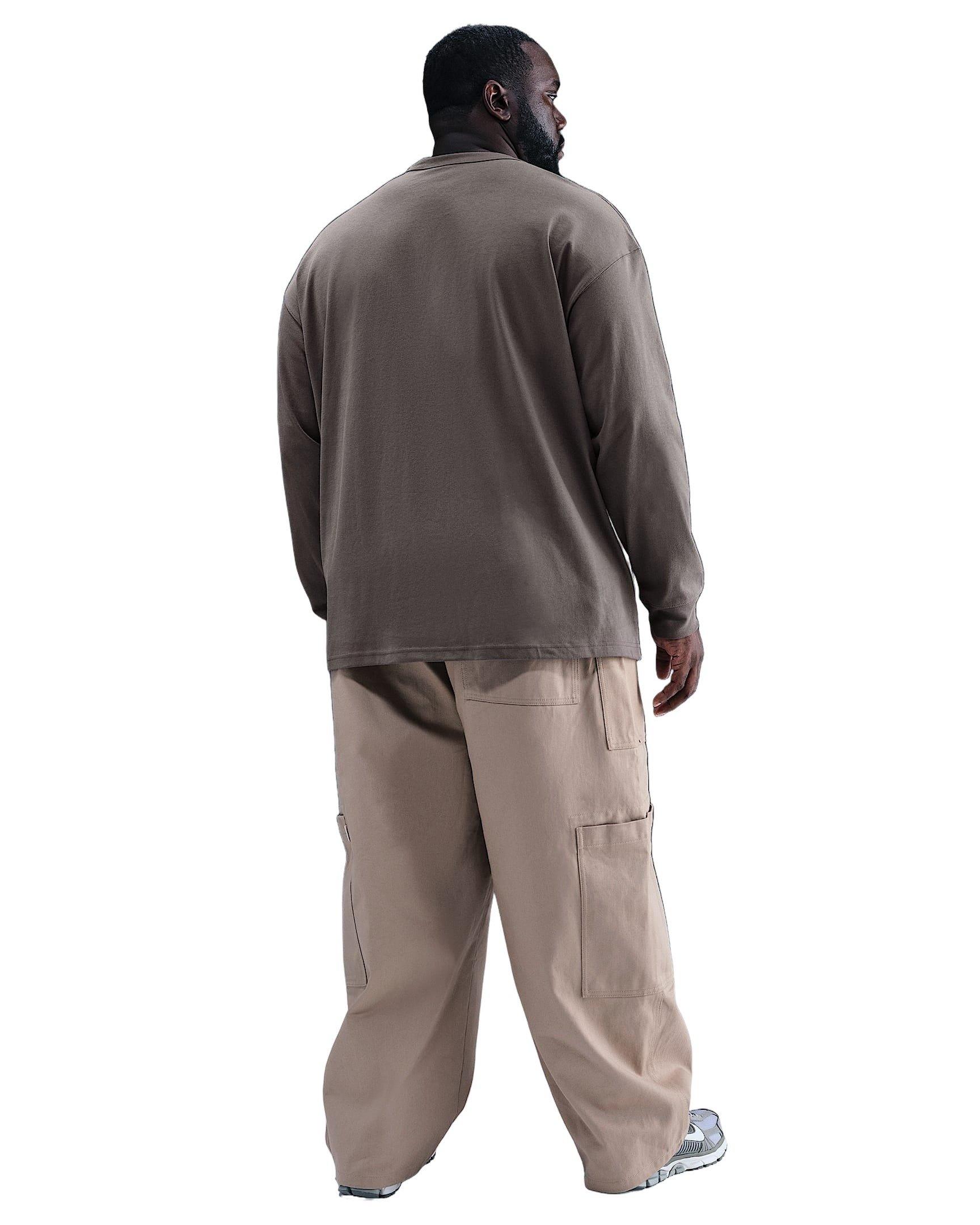 Nike Men's Sportswear Premium Essentials Long-Sleeve T-Shirt - STONE GREY Thumbnail View 5