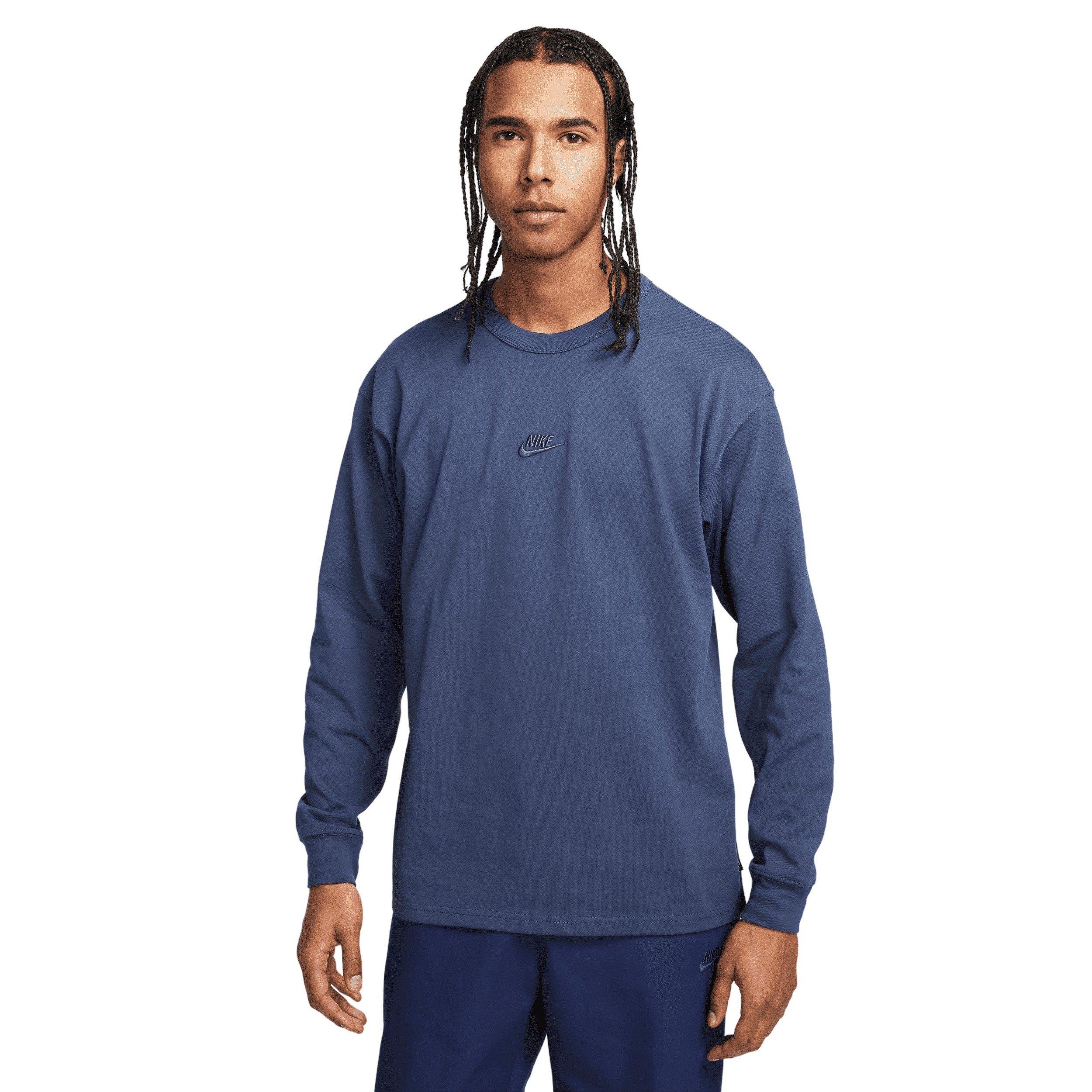 Nike Men's Sportswear Premium Essentials Long-Sleeve Futura Logo T-Shirt - BLUE Thumbnail View 1