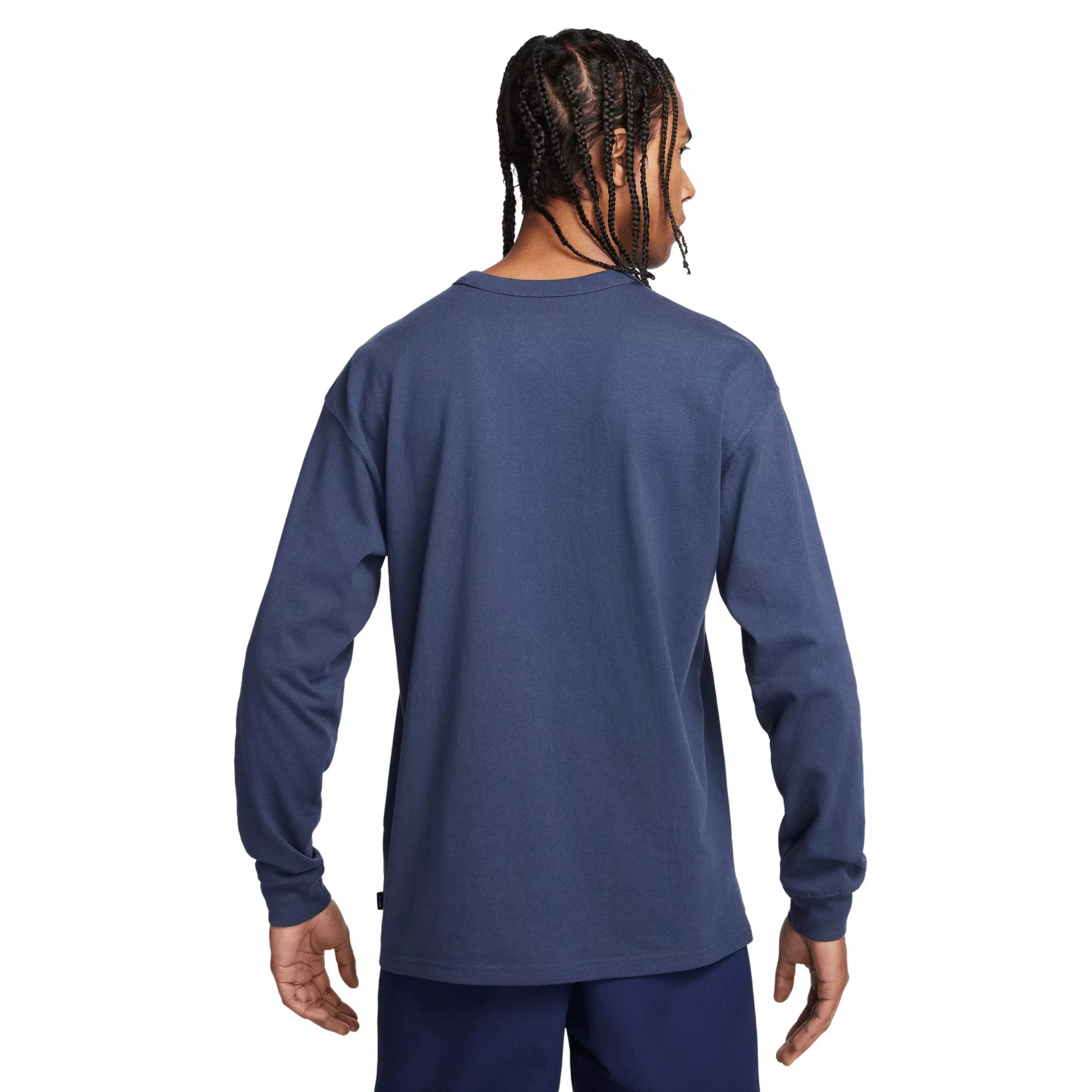 Nike Men's Sportswear Premium Essentials Long-Sleeve Futura Logo T-Shirt - BLUE