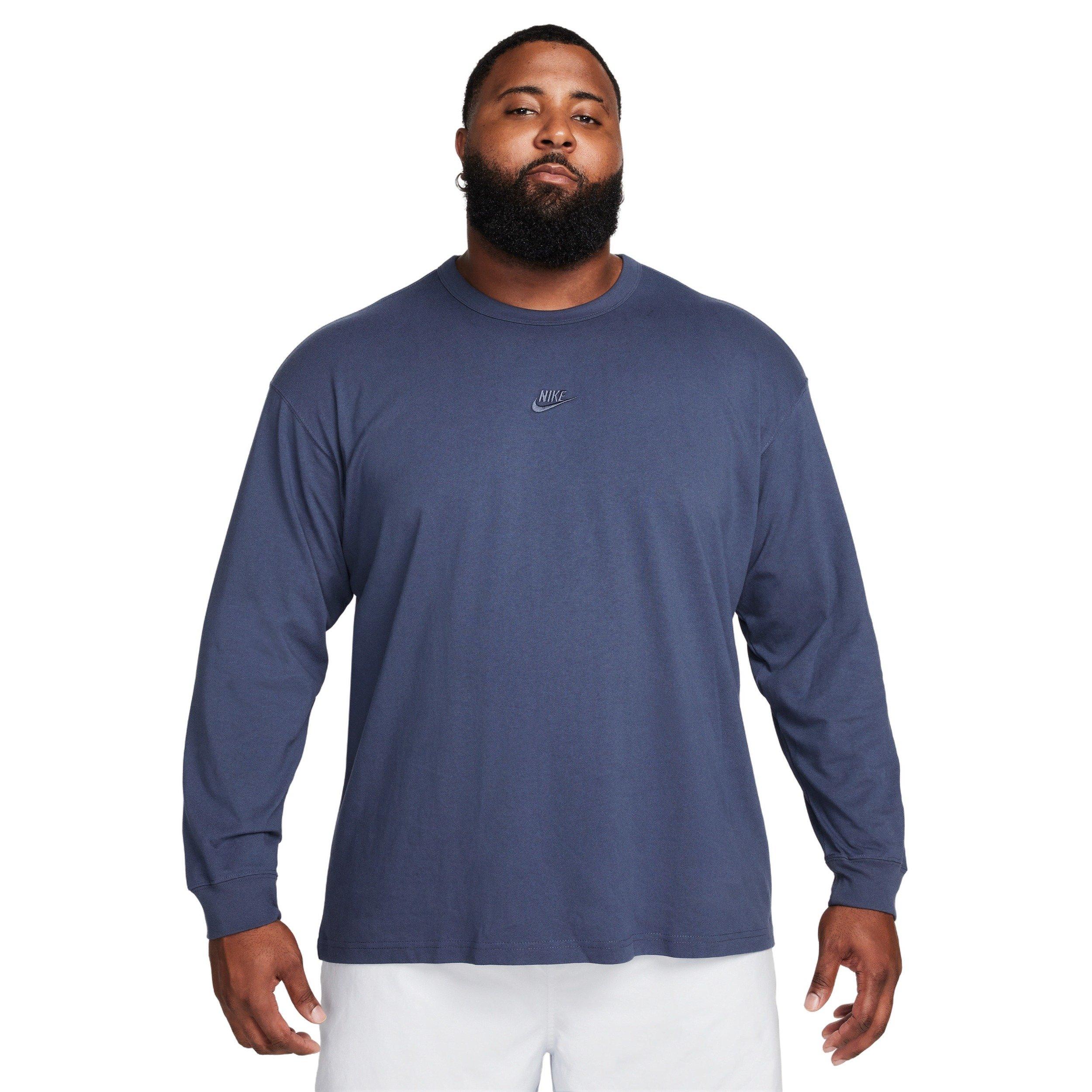 Nike Men's Sportswear Premium Essentials Long-Sleeve Futura Logo T-Shirt - BLUE Thumbnail View 7