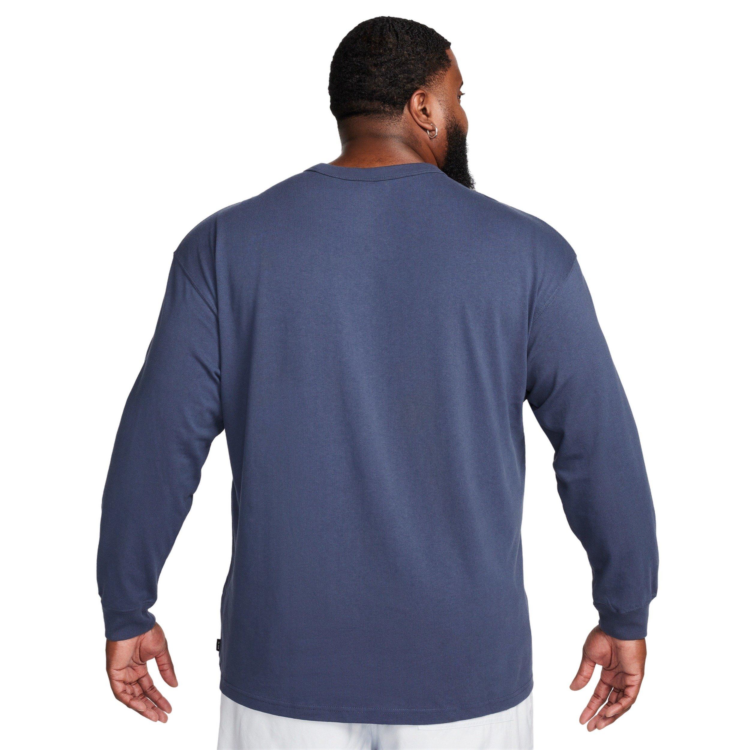 Nike Men's Sportswear Premium Essentials Long-Sleeve Futura Logo T-Shirt - BLUE Thumbnail View 8