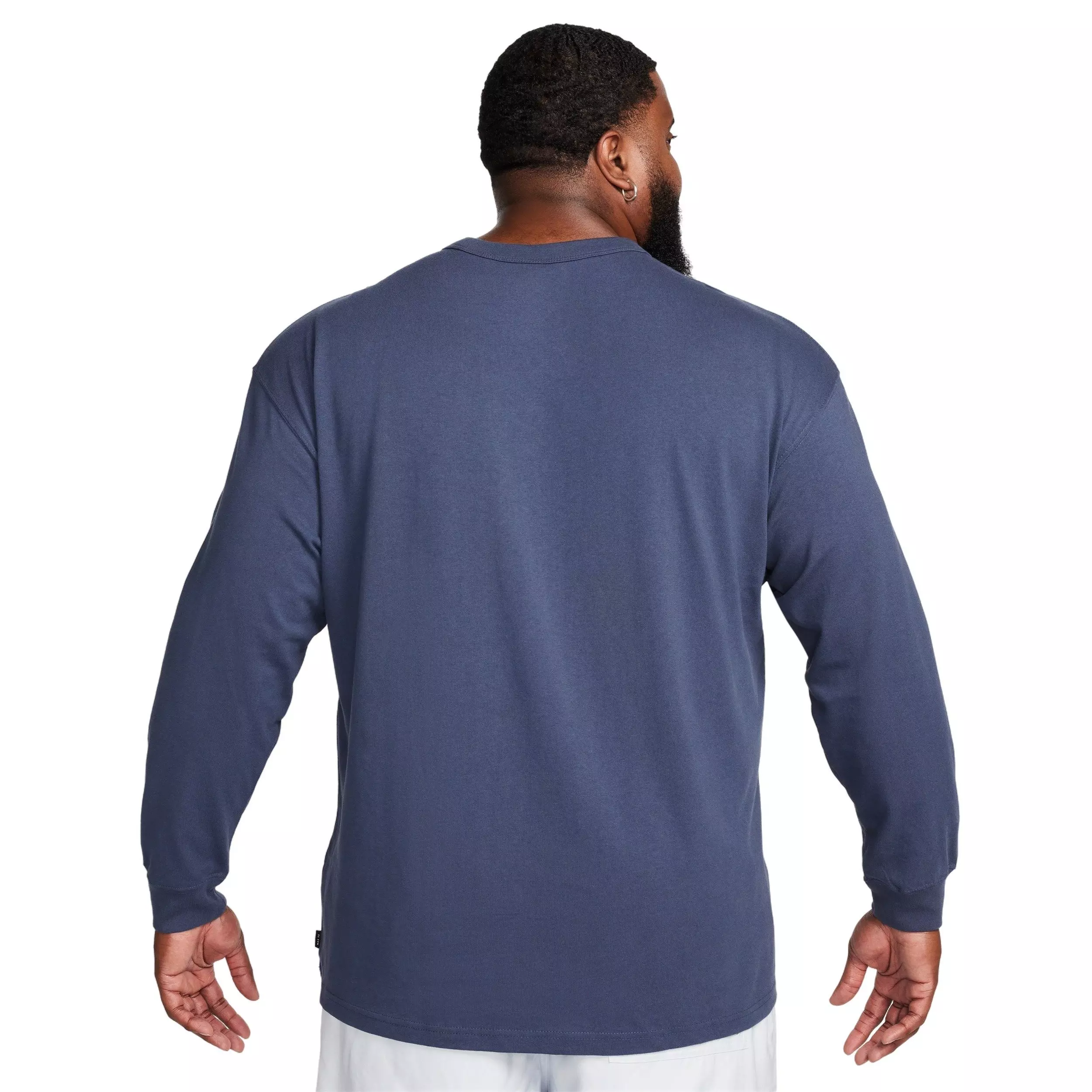 Nike Men's Sportswear Premium Essentials Long-Sleeve Futura Logo T-Shirt - BLUE