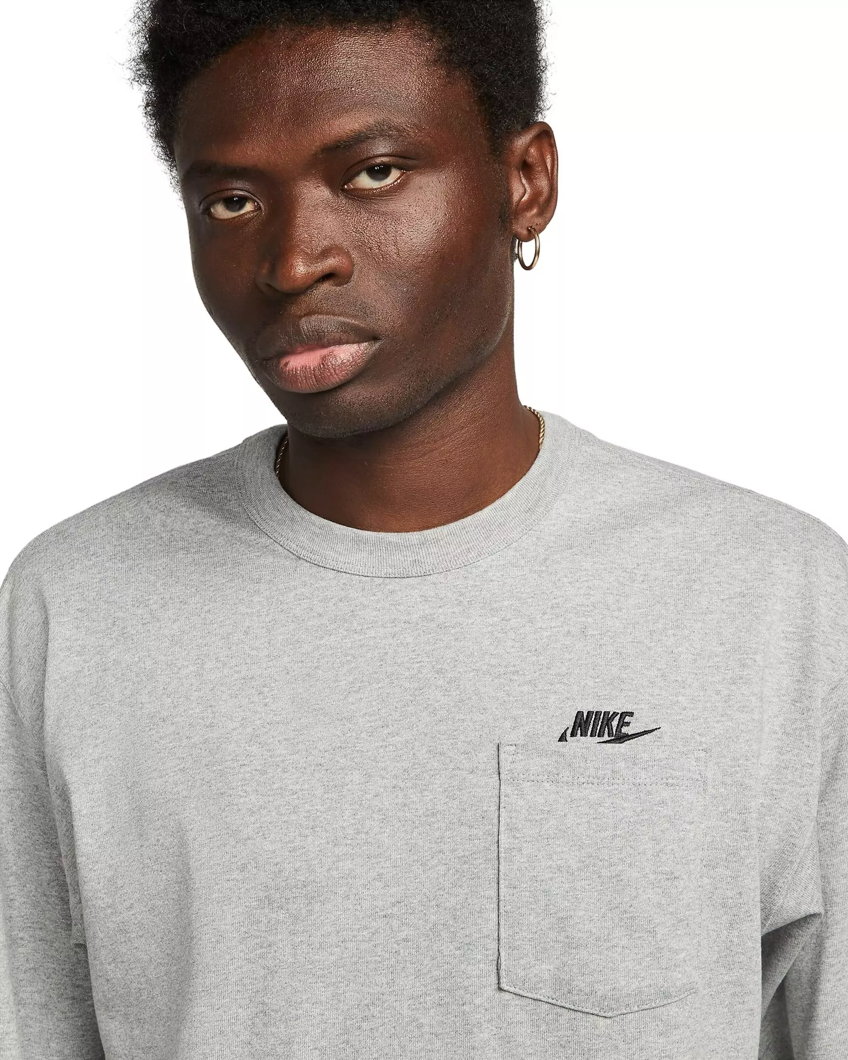 Nike Men's Sportswear Premium Essentials Long-Sleeve Pocket T-Shirt - GREY