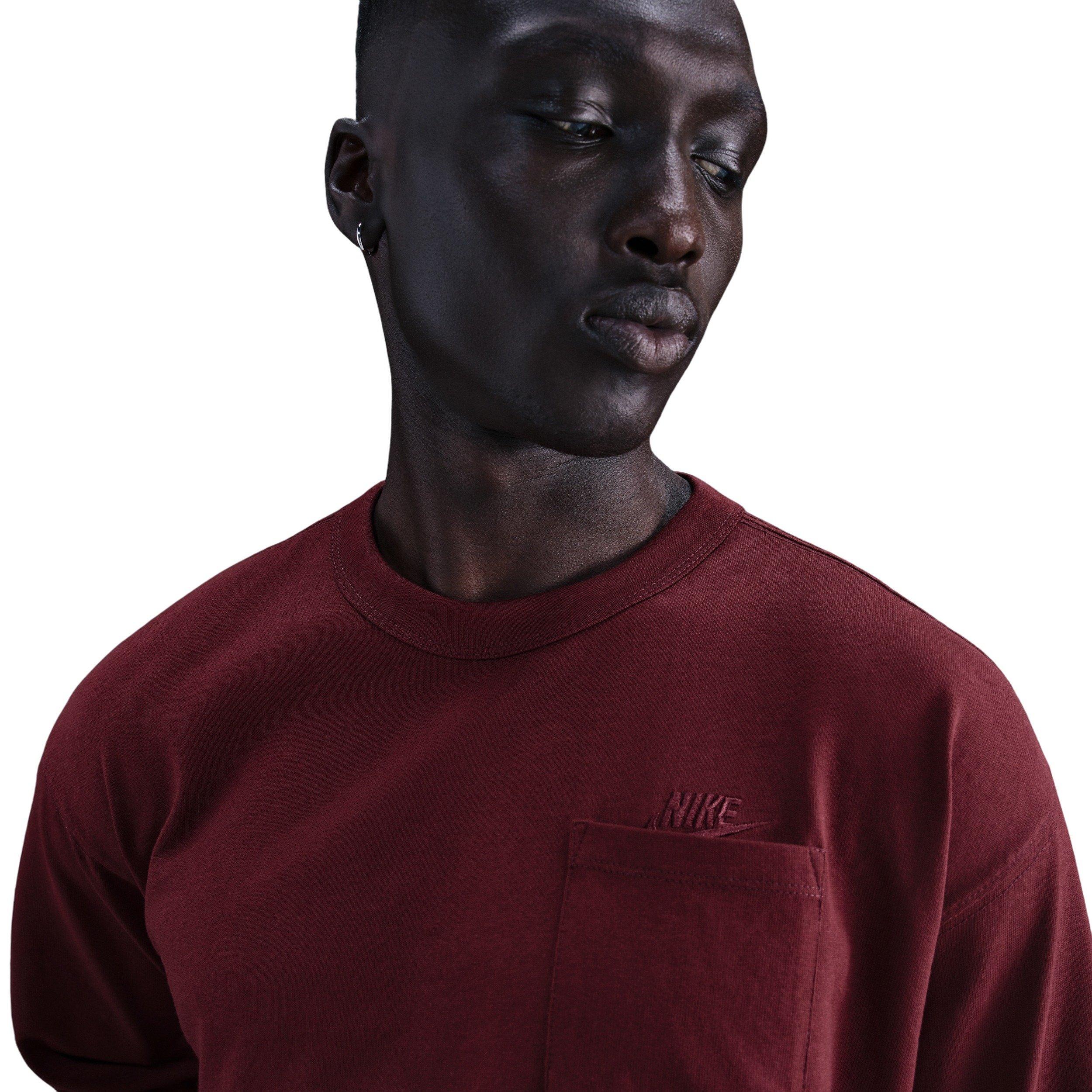 Nike Men's Sportswear Premium Essentials Long-Sleeve Pocket T-Shirt - RED Thumbnail View 3