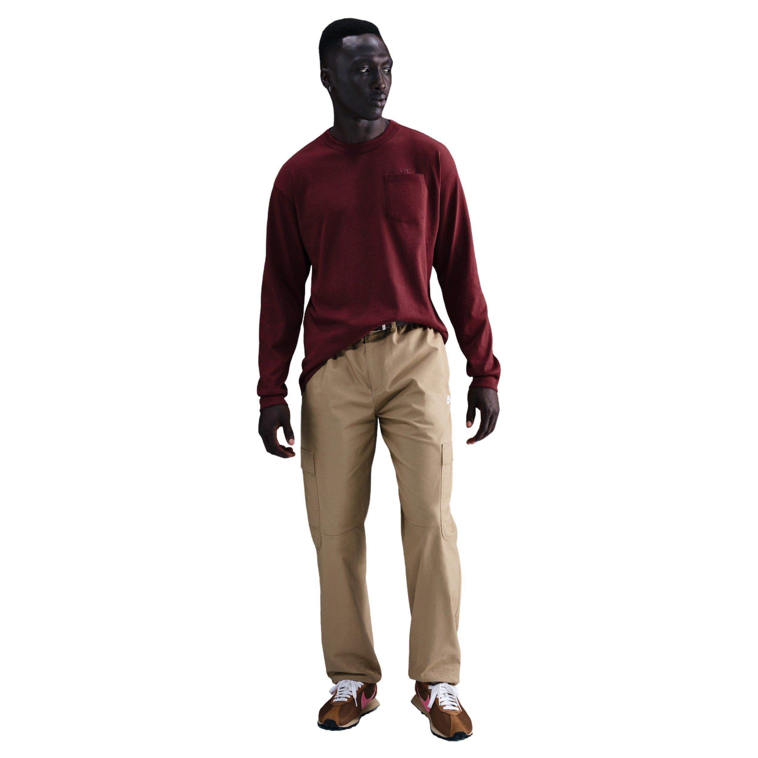 Nike Men's Sportswear Premium Essentials Long-Sleeve Pocket T-Shirt - RED Thumbnail View 4