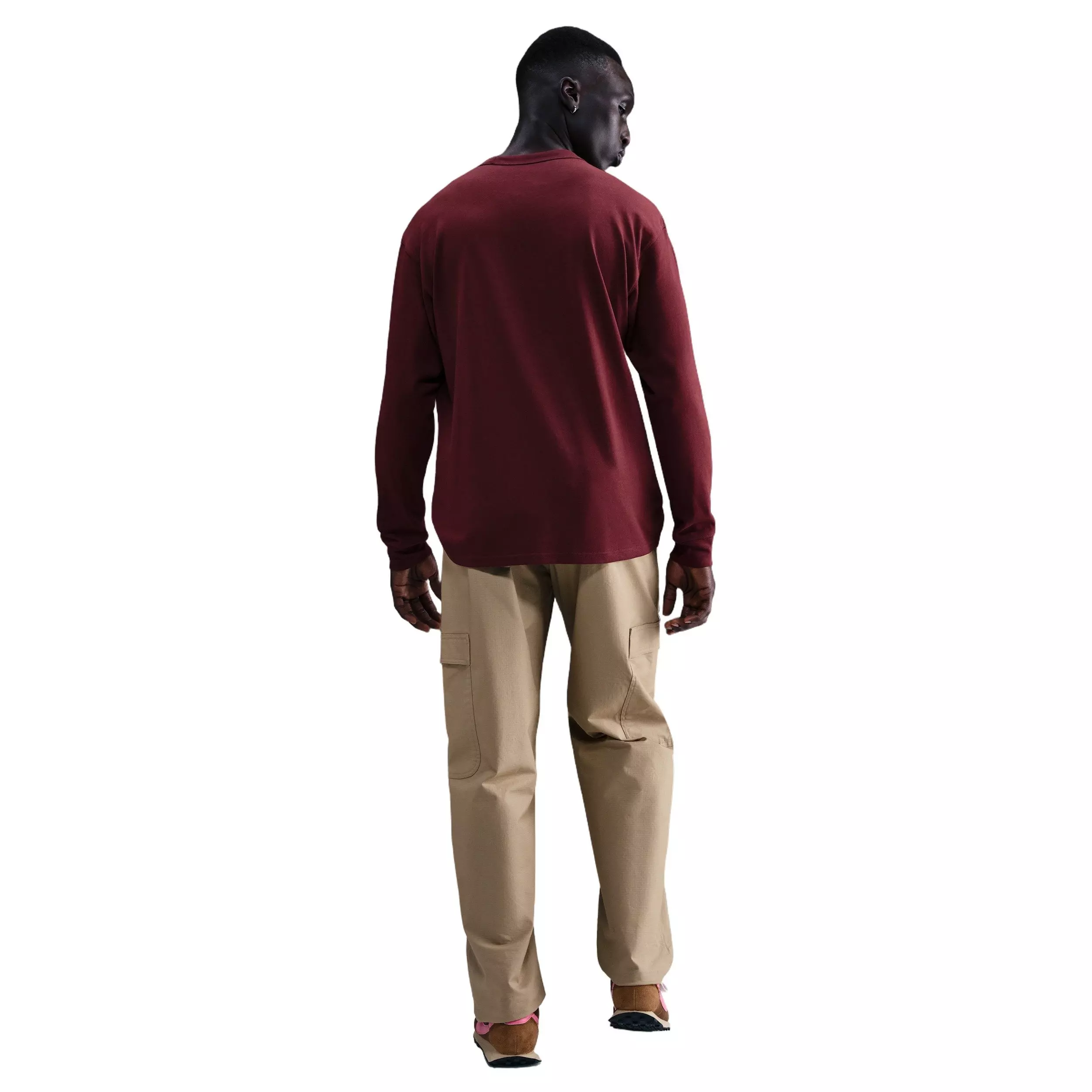 Nike Men's Sportswear Premium Essentials Long-Sleeve Pocket T-Shirt - RED