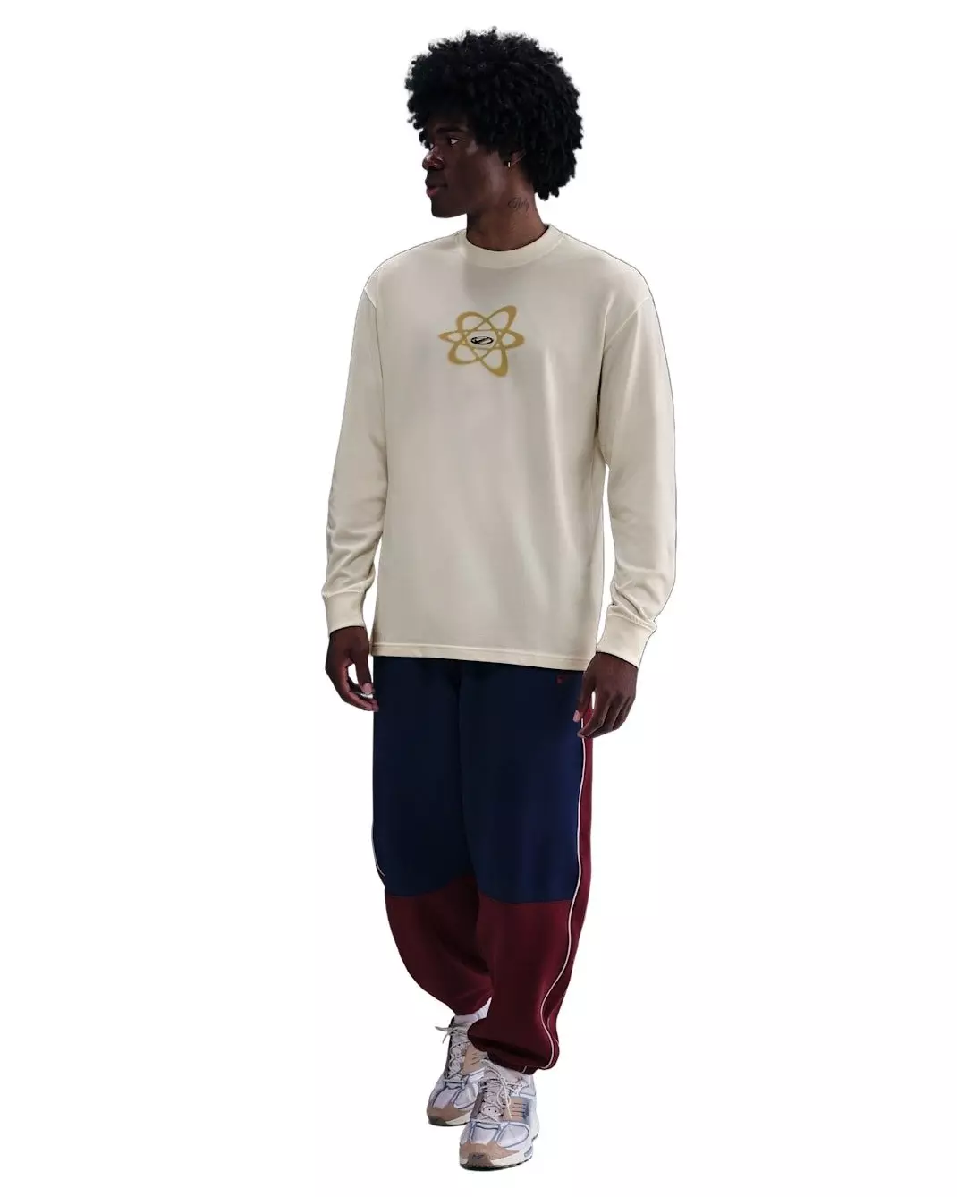 Nike Men's Sportswear Long-Sleeve OC Swoosh Trim T-Shirt - WHITE