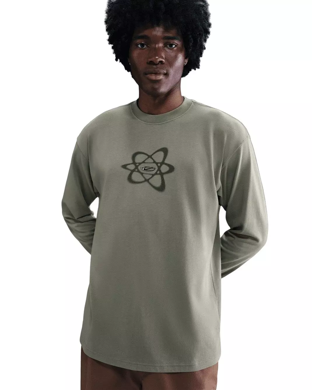 Nike Men's Sportswear Long-Sleeve OC Swoosh Trim T-Shirt - LT GREEN