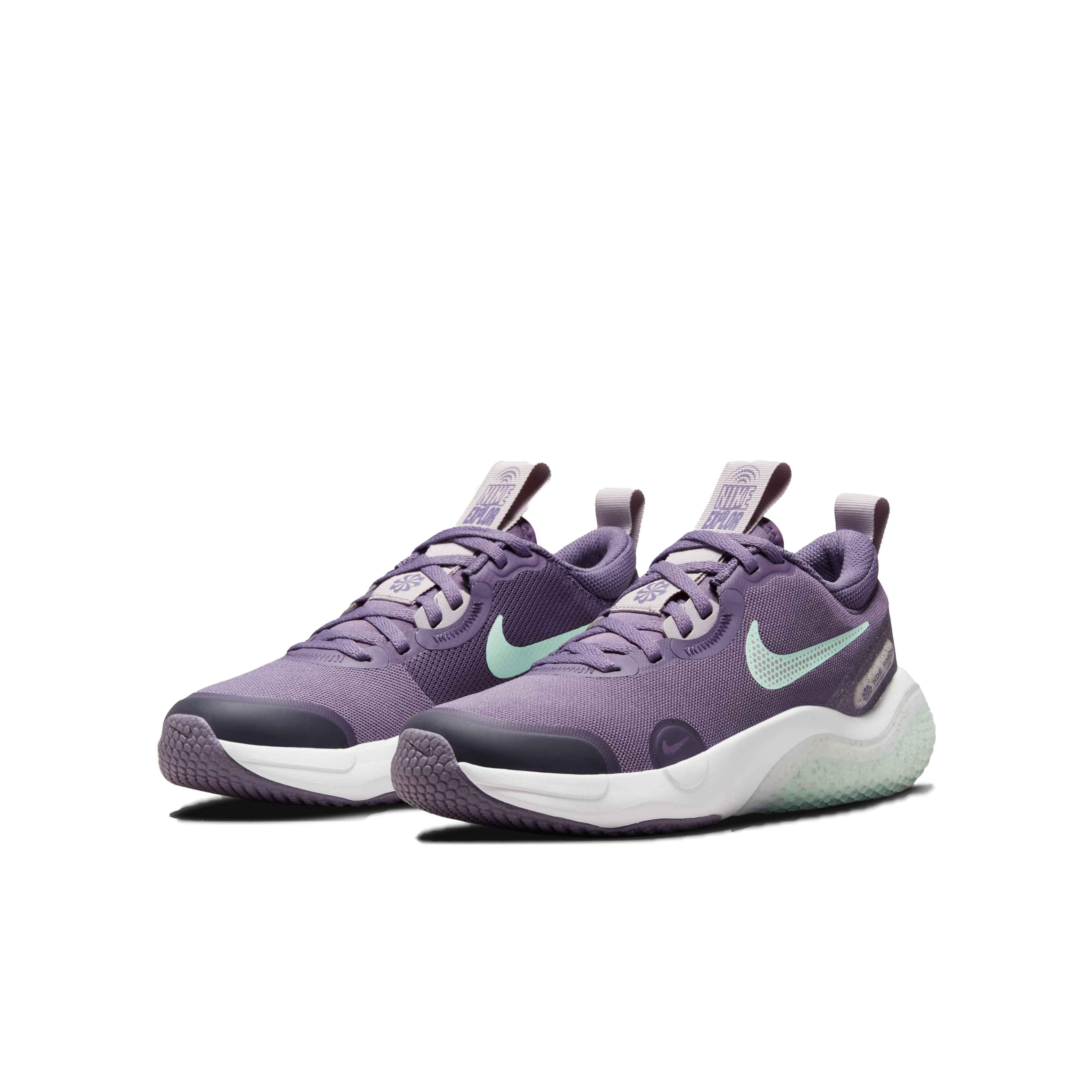 Nike Explor Next Nature "Canyon Purple/Mint Foam/Amethyst Ash" Grade School Girls' Running Shoe - PURPLE Thumbnail View 3