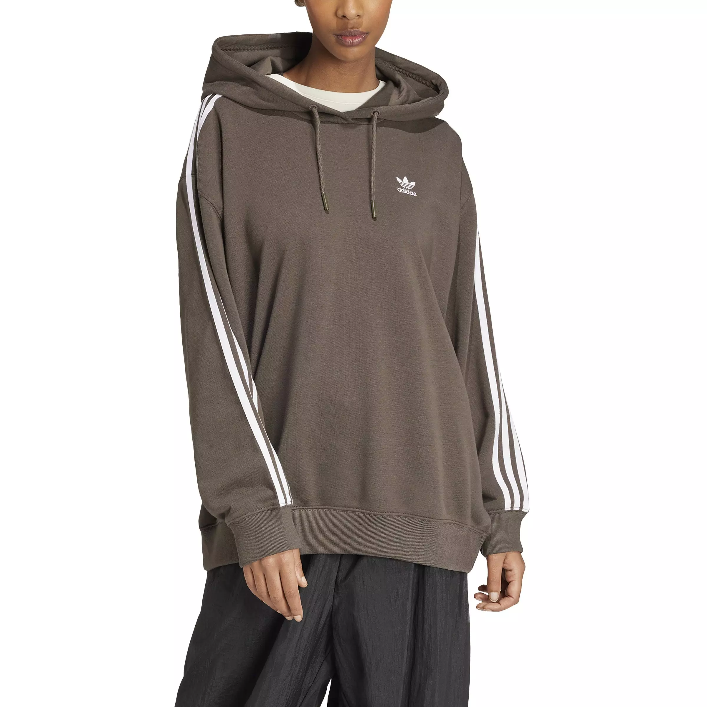 adidas Originals Women's Adicolor 3-Stripes Oversized Hoodie - Green - GREEN