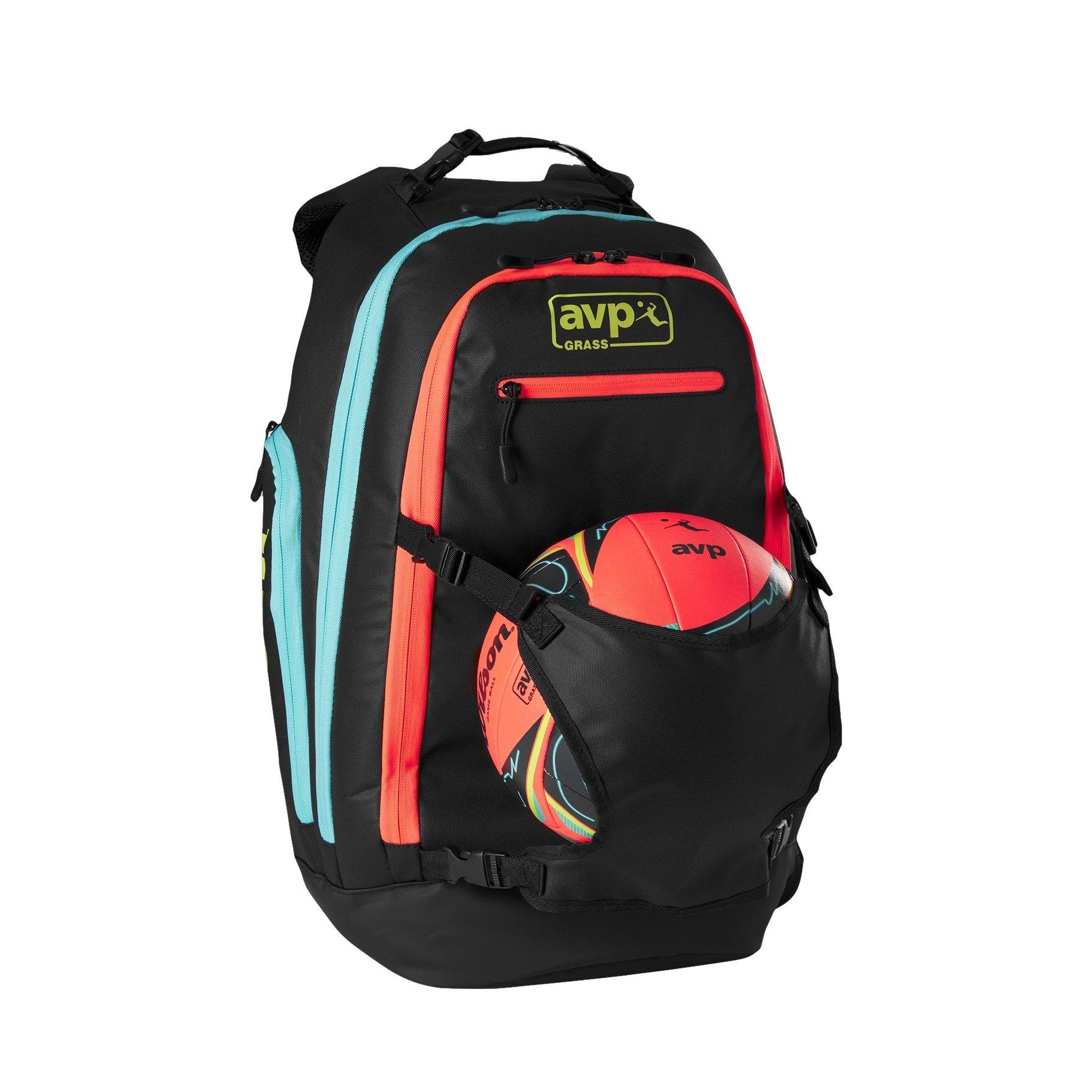 Wilson AVP Grass Volleyball Backpack-Black/Coral/Blue
