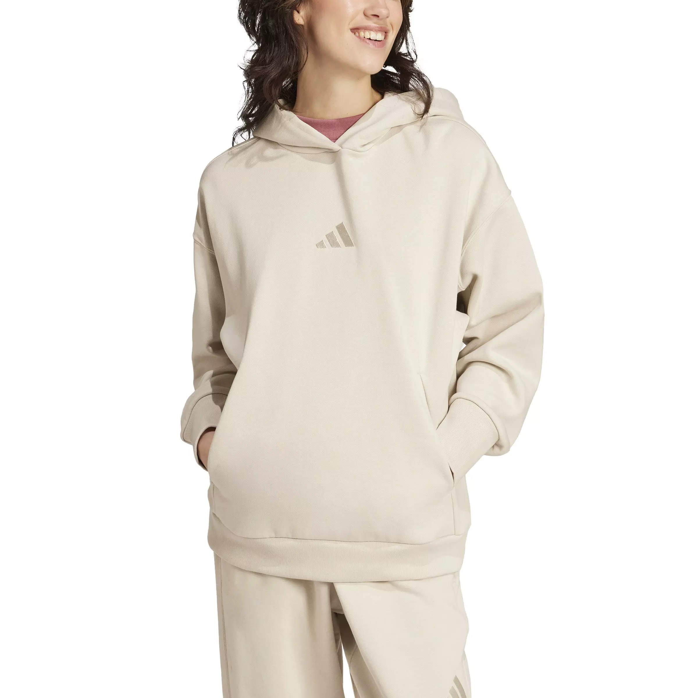 adidas Women's ALL SZN Fleece Loose Hoodie - Beige - BEIGE