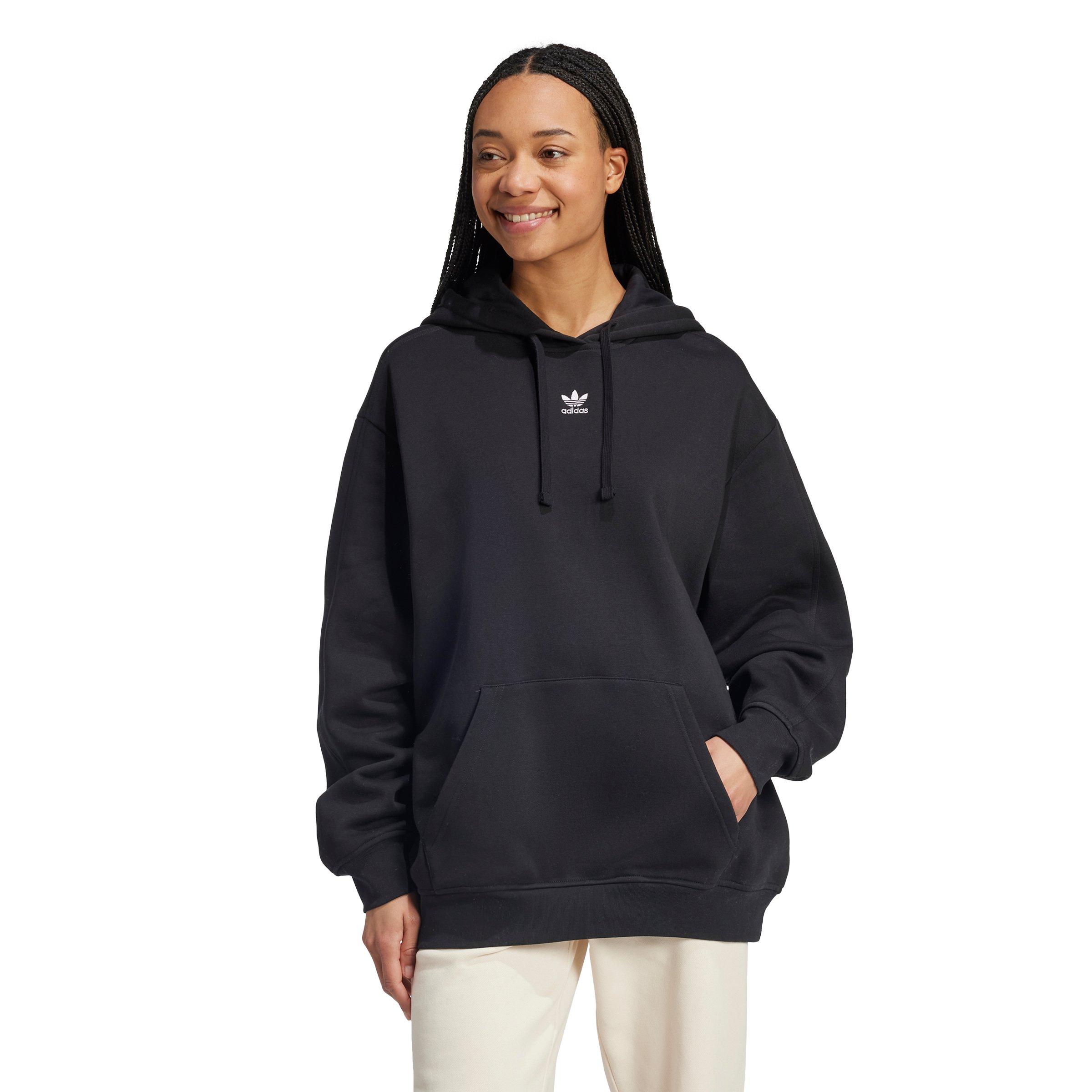 adidas Women's Originals Essentials Oversized Fleece Hoodie - Black - BLACK Thumbnail View 1