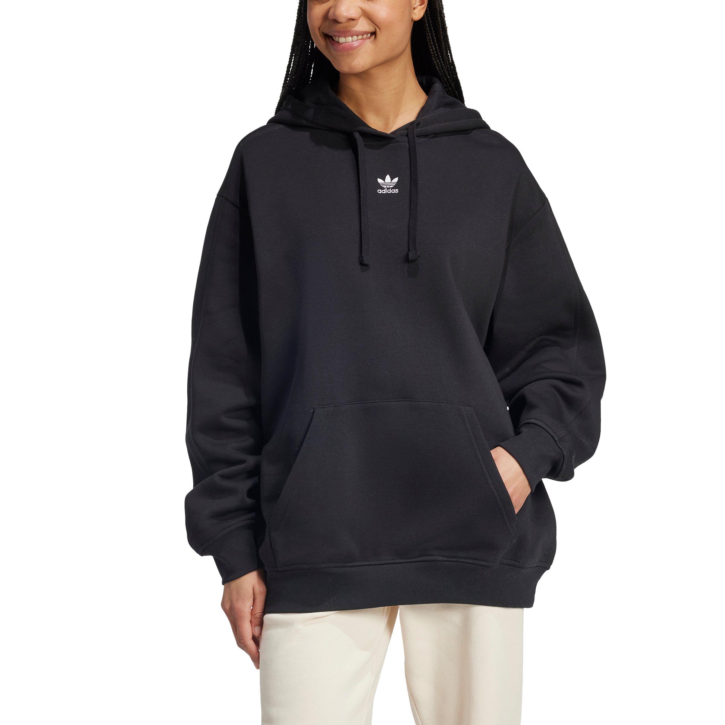 adidas Women's Originals Essentials Oversized Fleece Hoodie - Black - BLACK Thumbnail View 3
