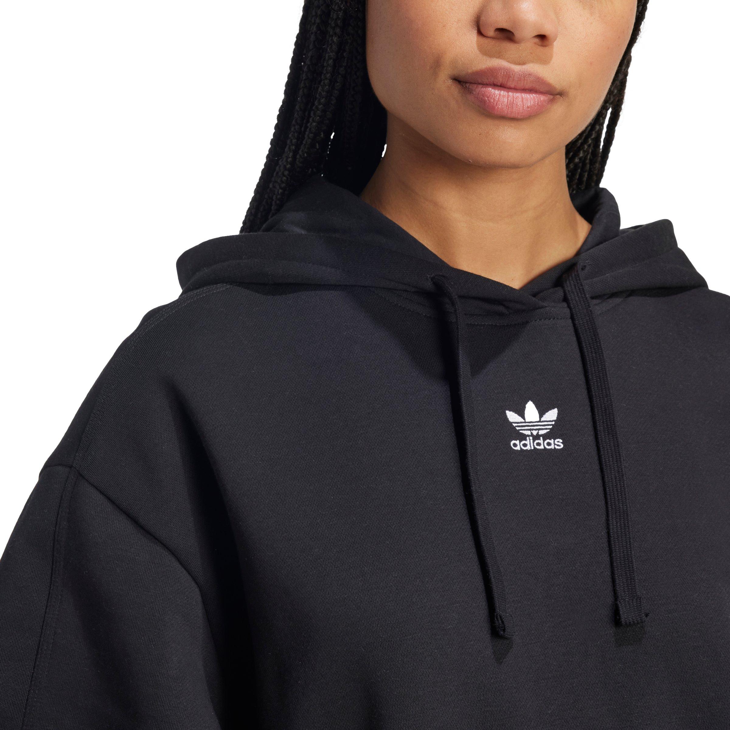 adidas Women's Originals Essentials Oversized Fleece Hoodie - Black - BLACK Thumbnail View 4