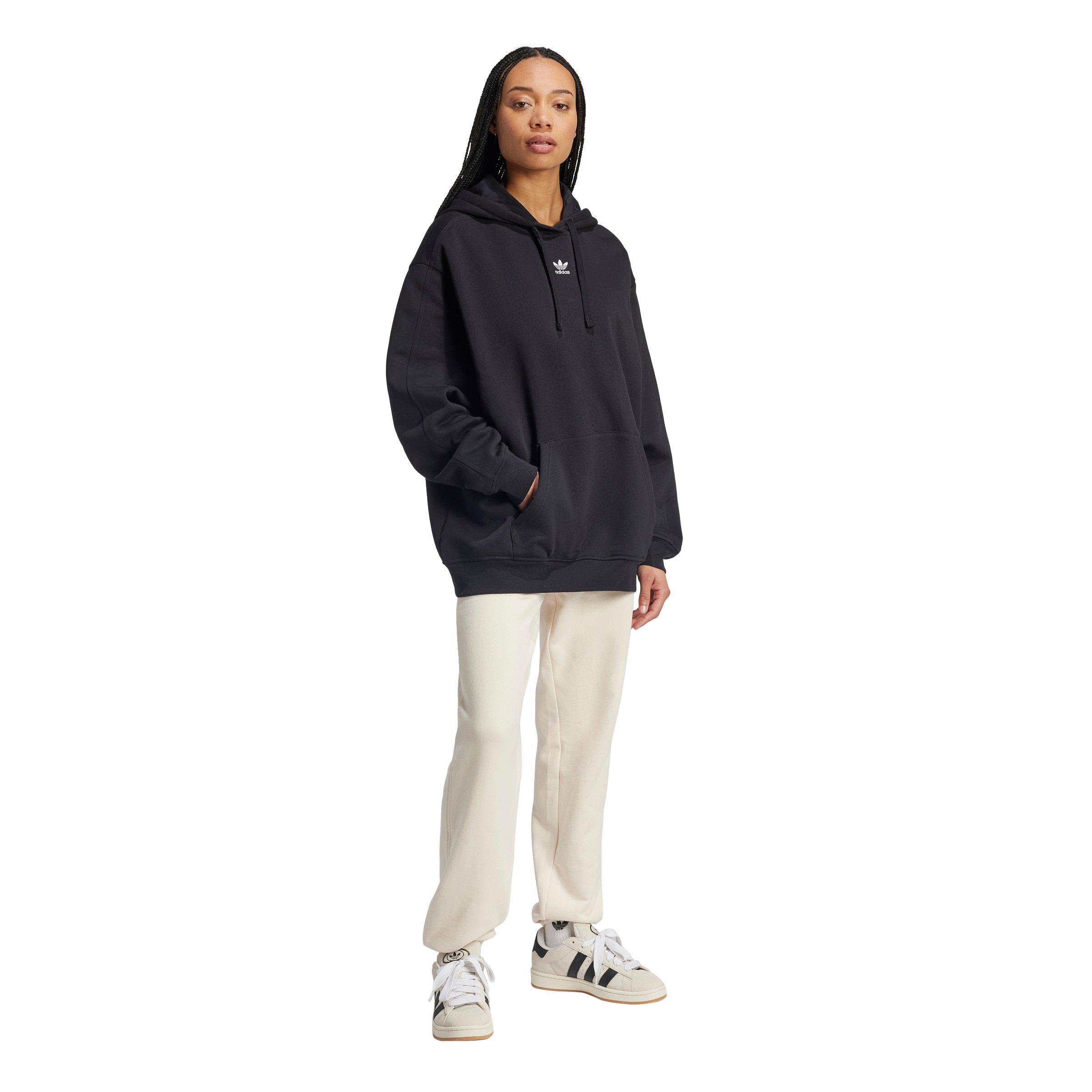 adidas Women's Originals Essentials Oversized Fleece Hoodie - Black - BLACK Thumbnail View 6