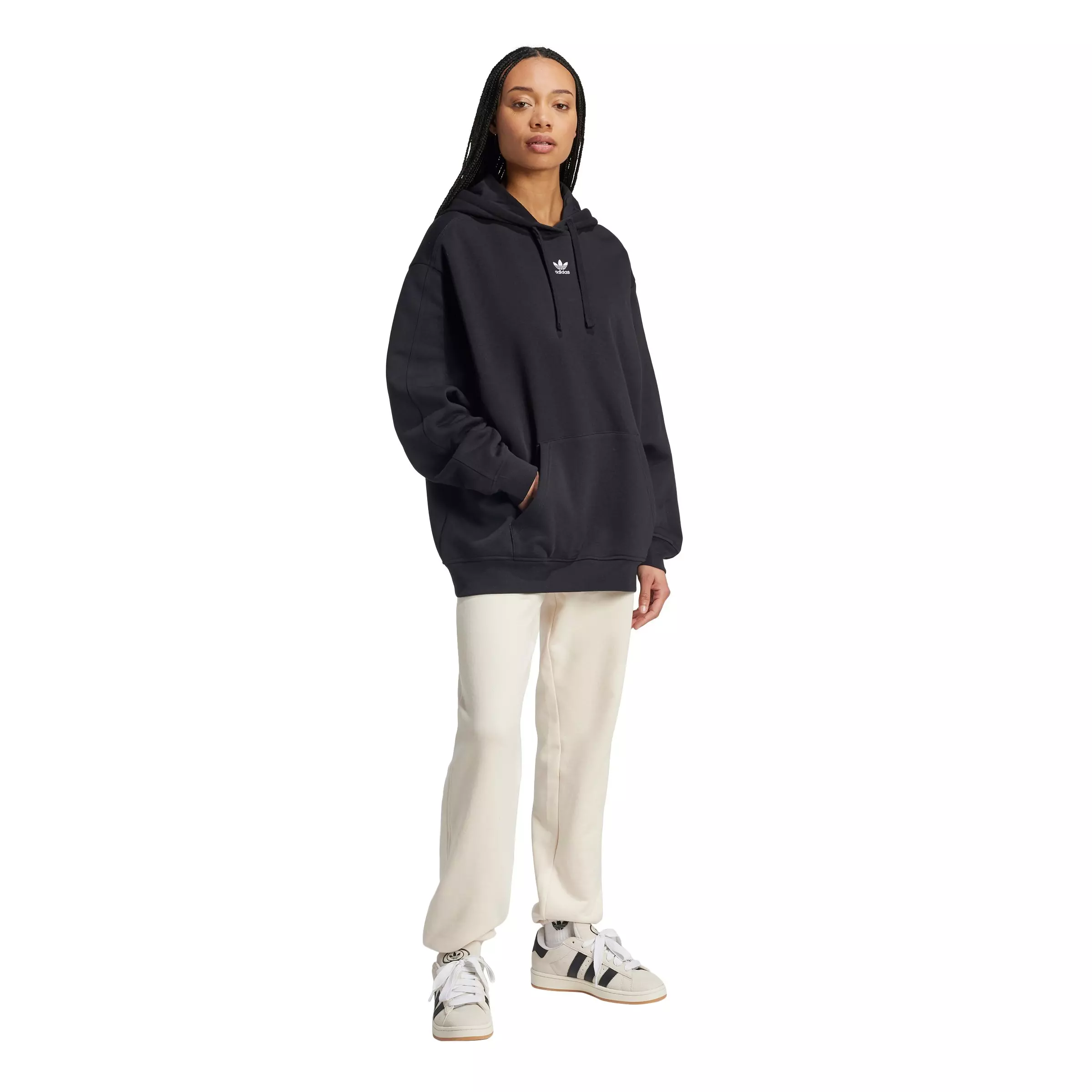 adidas Women's Originals Essentials Oversized Fleece Hoodie - Black - BLACK