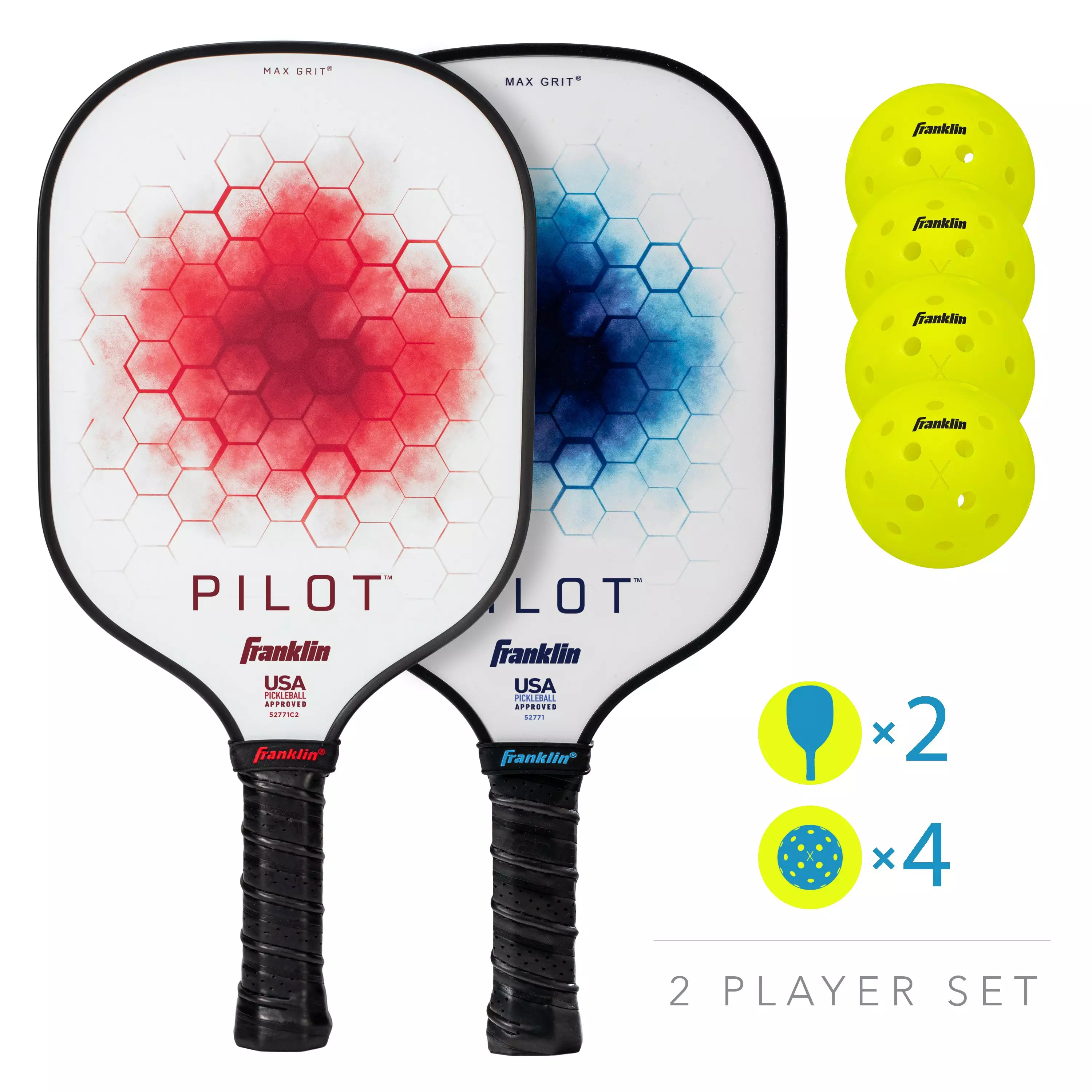 Franklin Sports Pilot 2 Player Paddle and Ball Set - Blue/Red - BLUE/RED