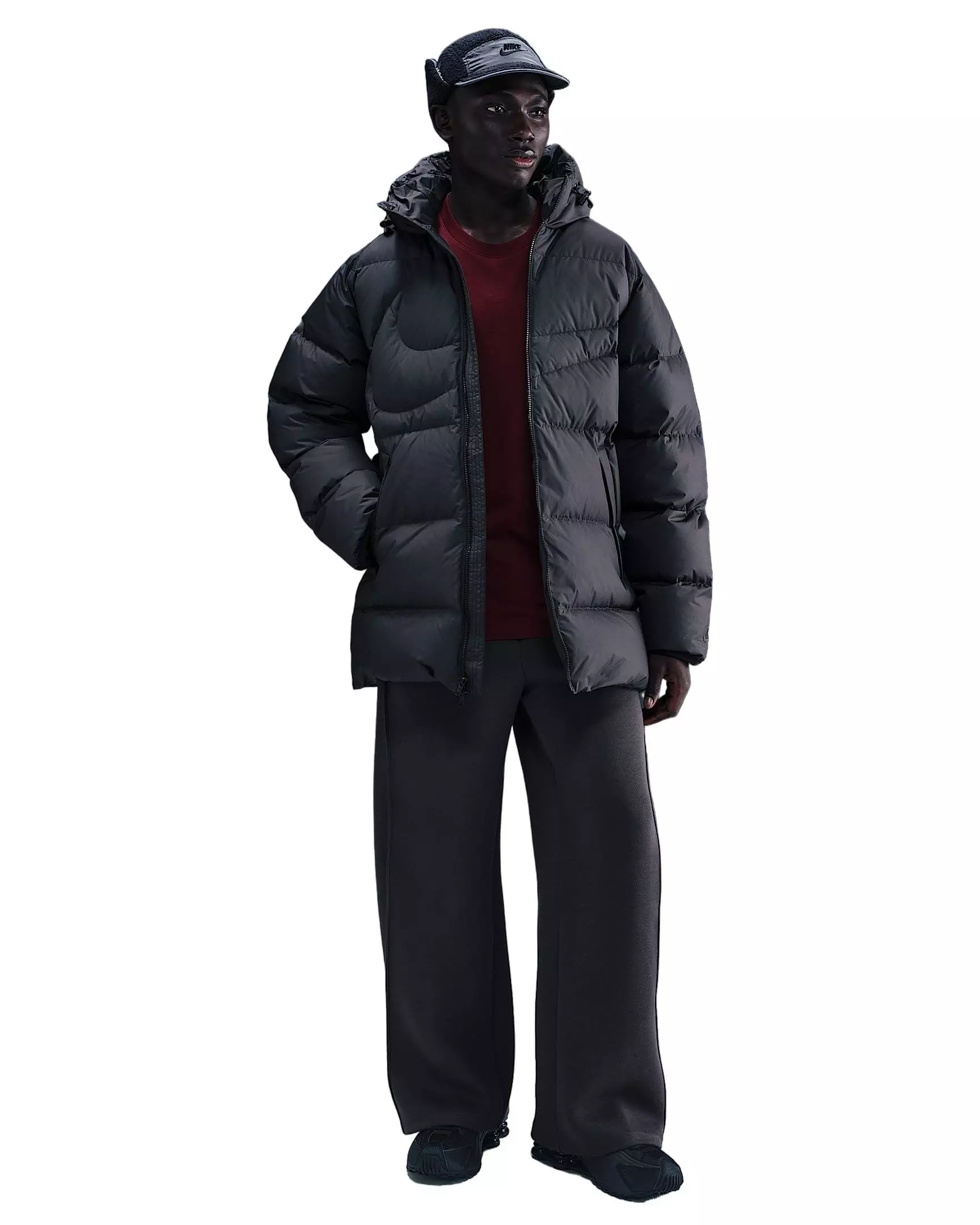 Nike Men's Sportswear Club Therma-FIT Loose Parka -Black - BLACK