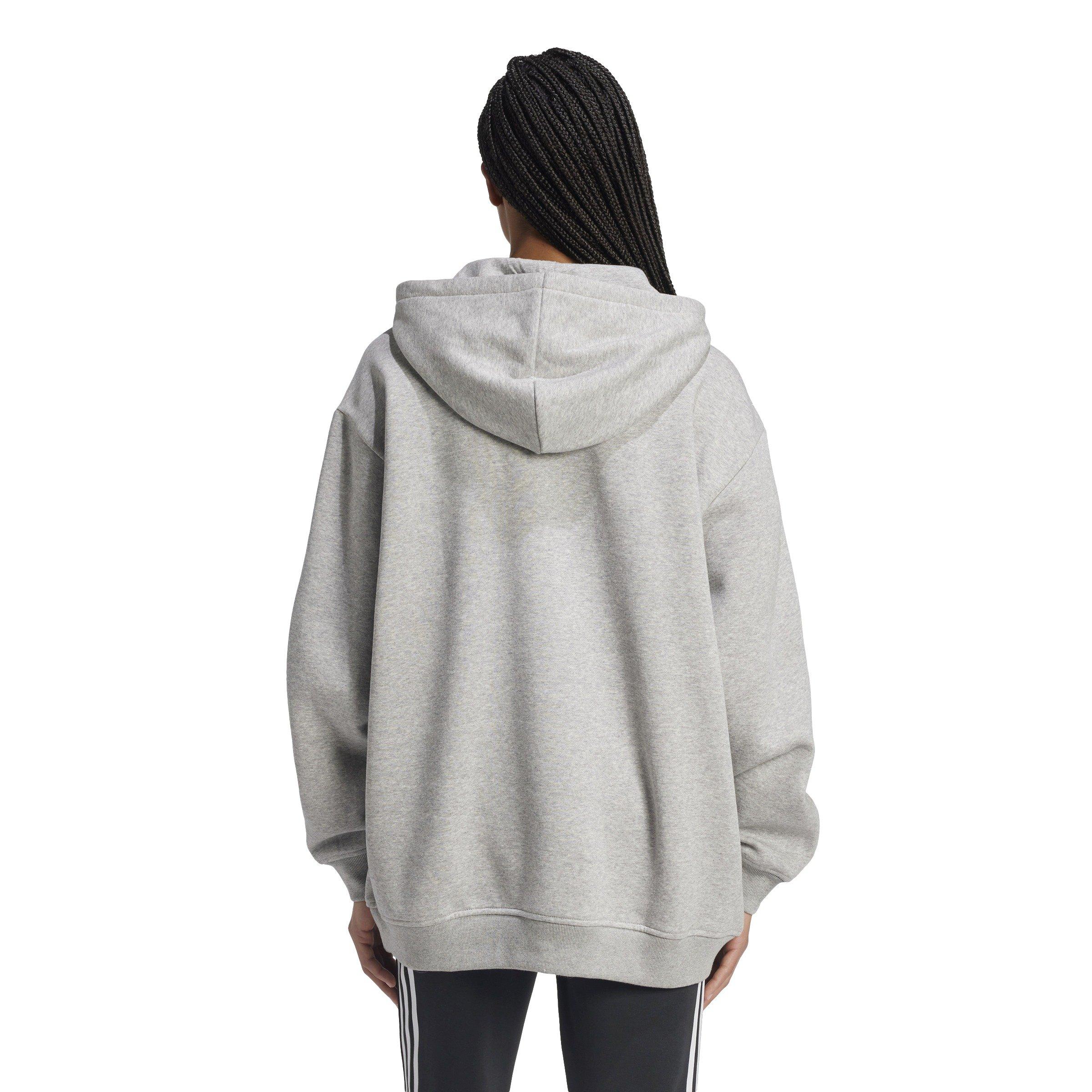 adidas Women's Originals Essentials Oversized Fleece Hoodie - Grey - GREY Thumbnail View 2