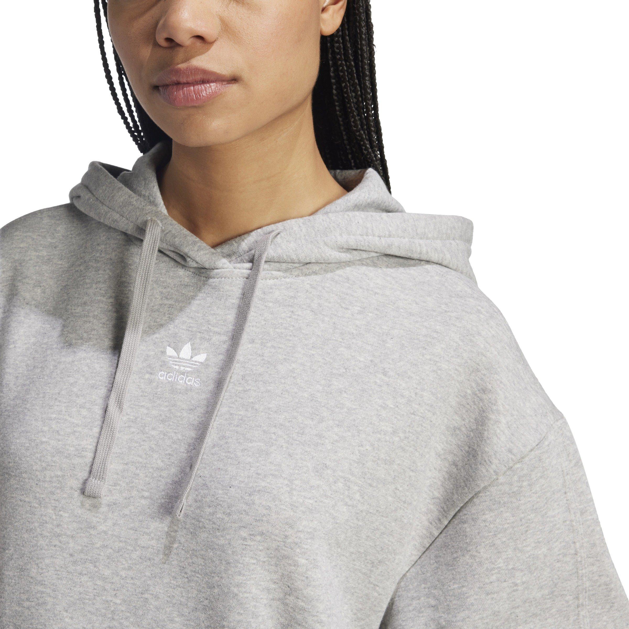 adidas Women's Originals Essentials Oversized Fleece Hoodie - Grey - GREY Thumbnail View 3