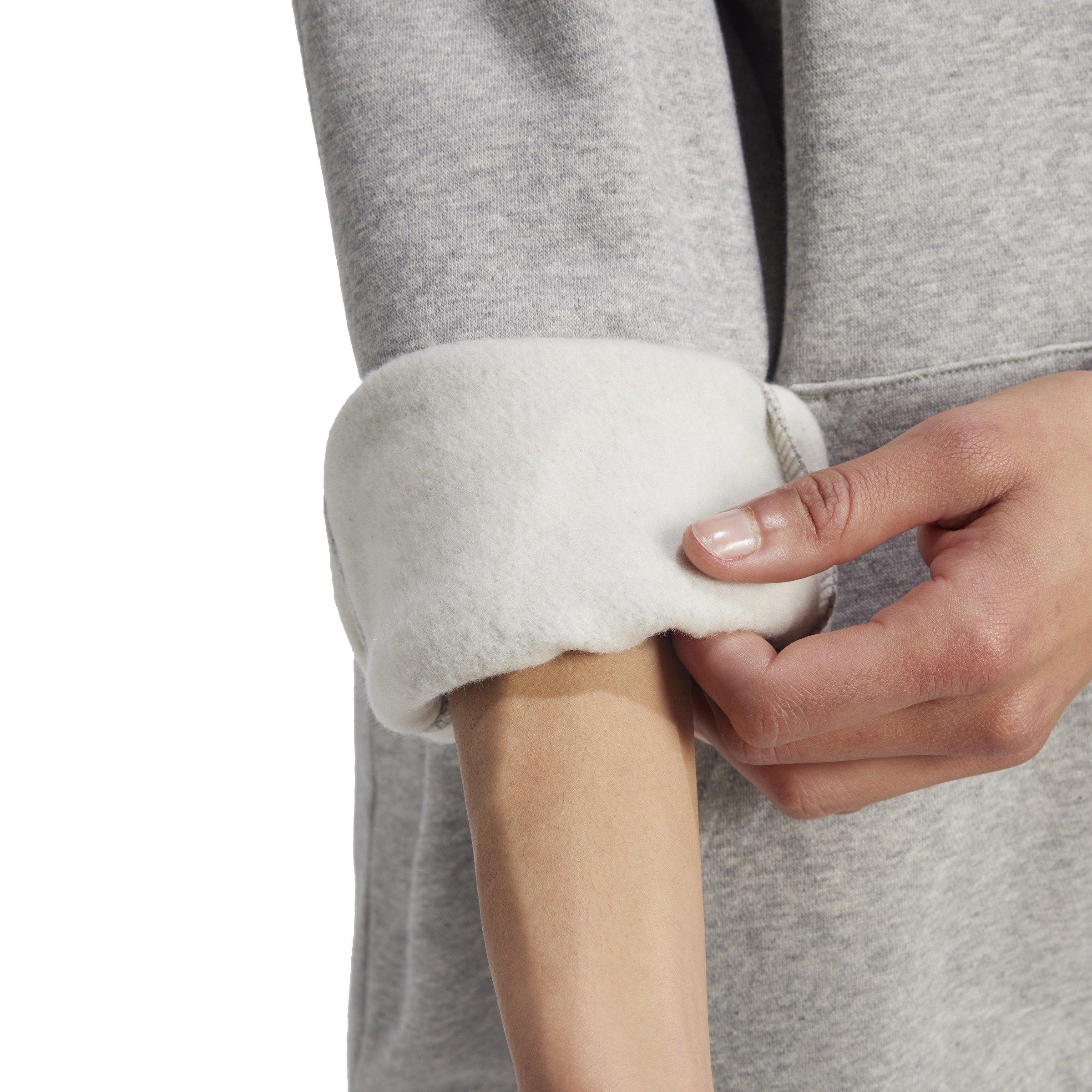 adidas Women's Originals Essentials Oversized Fleece Hoodie - Grey - GREY Thumbnail View 4