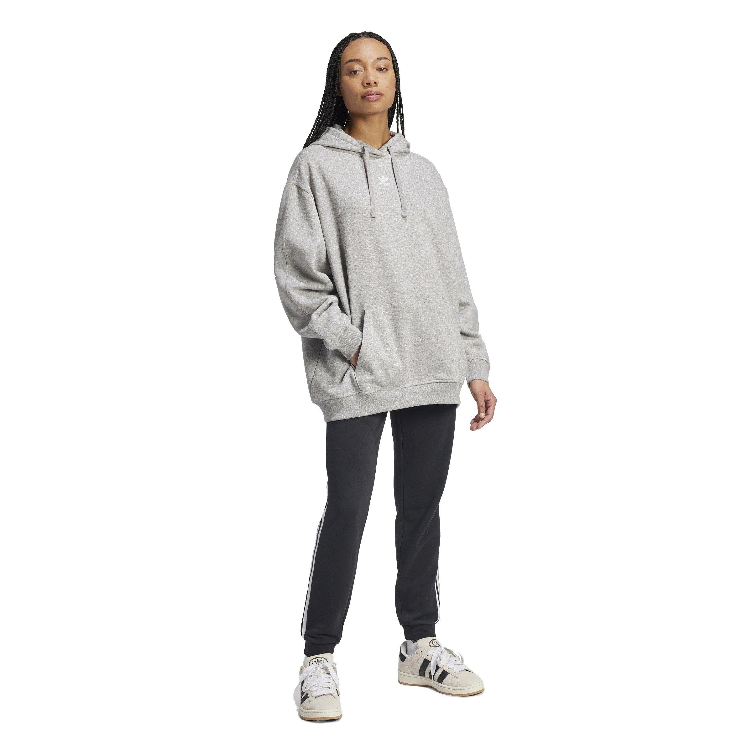 adidas Women's Originals Essentials Oversized Fleece Hoodie - Grey - GREY Thumbnail View 5