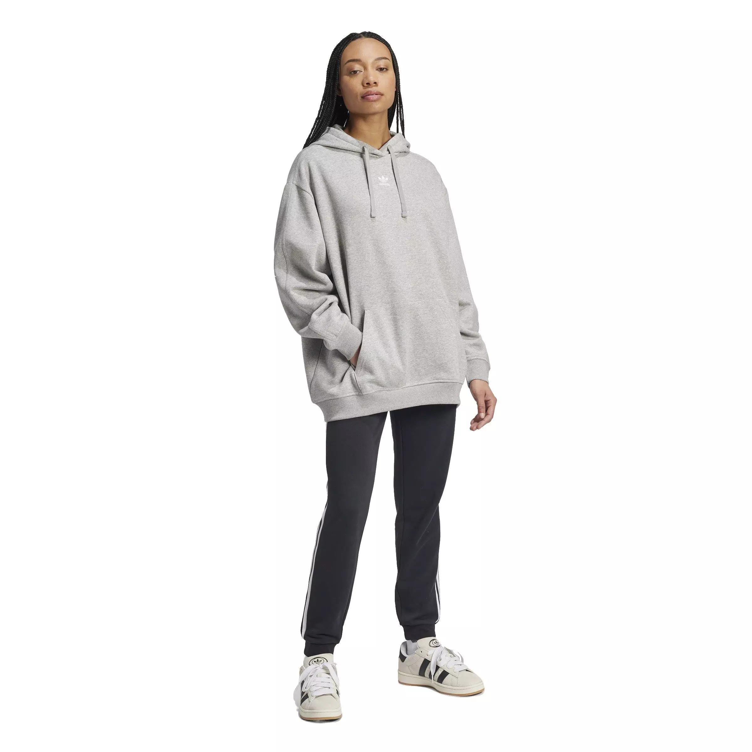 adidas Women's Originals Essentials Oversized Fleece Hoodie - Grey - GREY