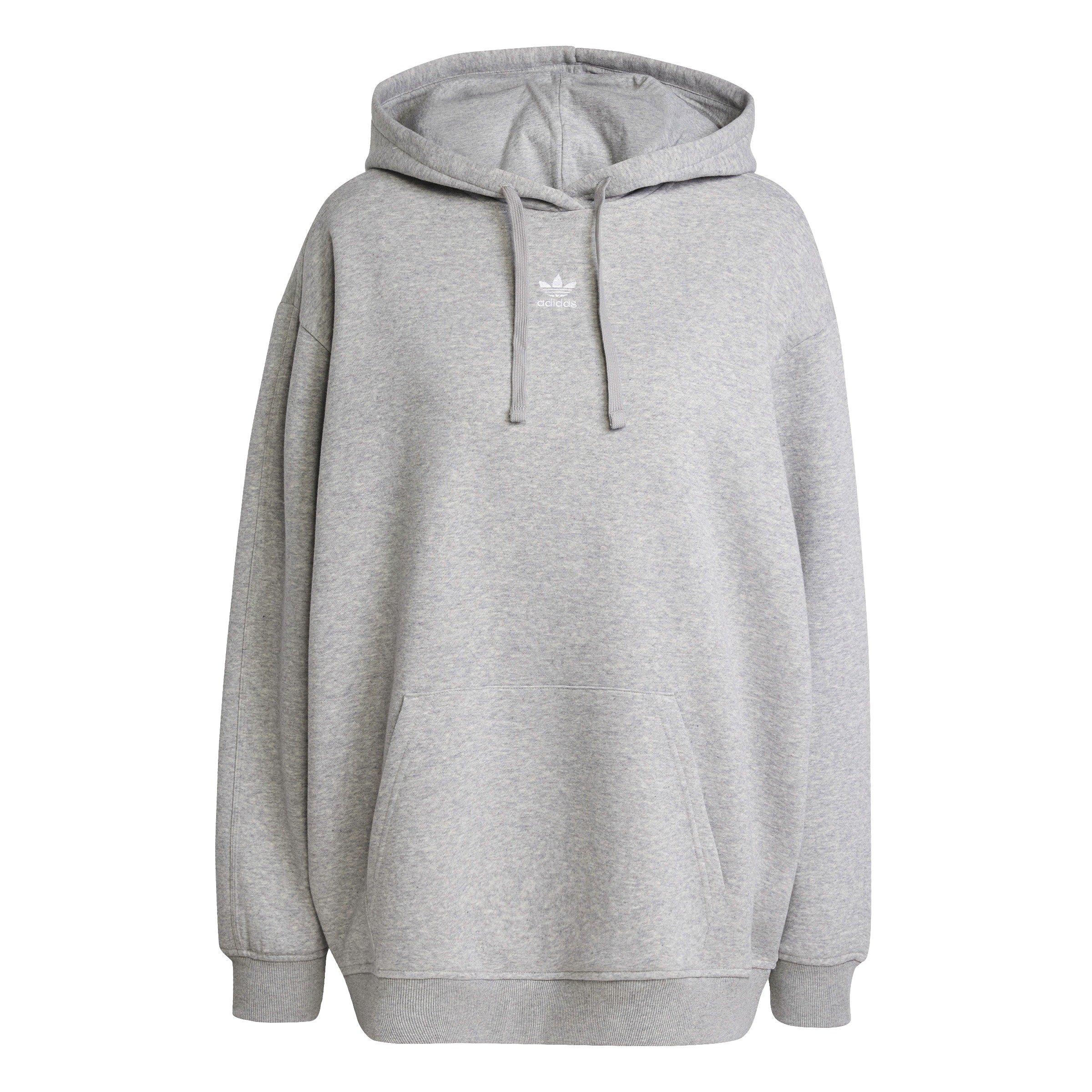 adidas Women's Originals Essentials Oversized Fleece Hoodie - Grey - GREY Thumbnail View 6