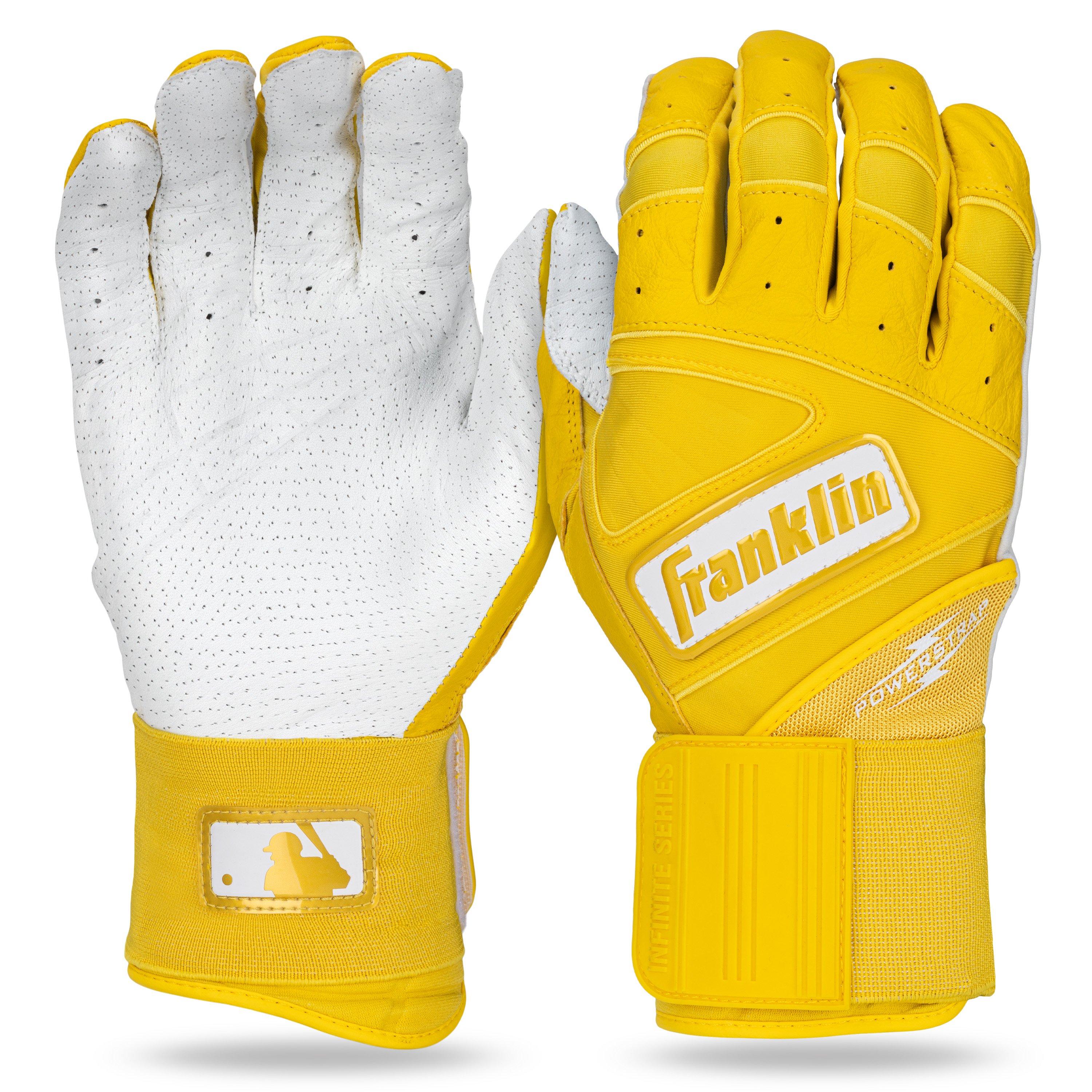 Franklin Sports Infinite Hi-Lite Powerstrap Batting Gloves - Yellow/White - YELLOW/WHITE Thumbnail View 1