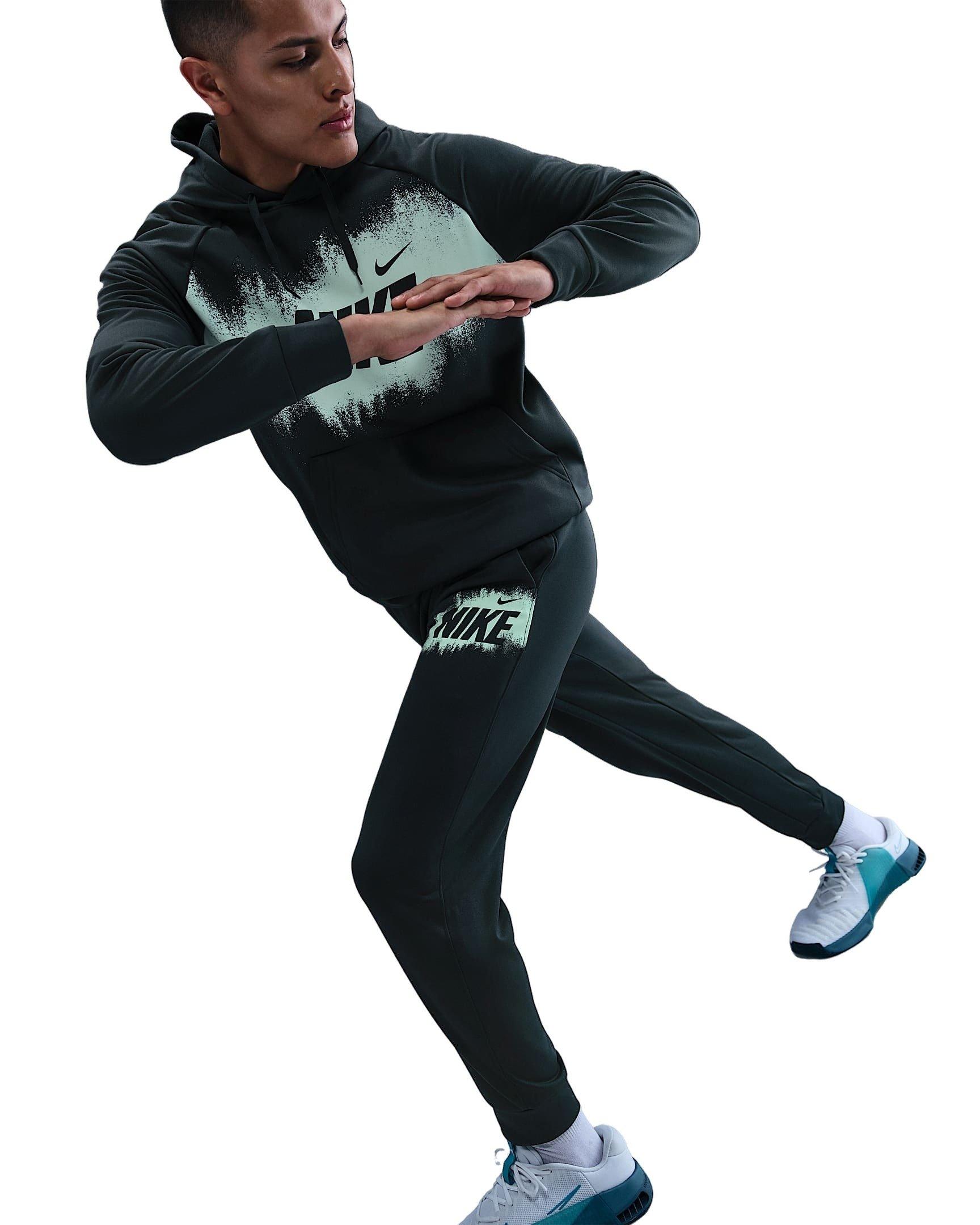 Nike Men's Therma-FIT Fleece Graphic Joggers - SEAWEED GREEN Thumbnail View 3