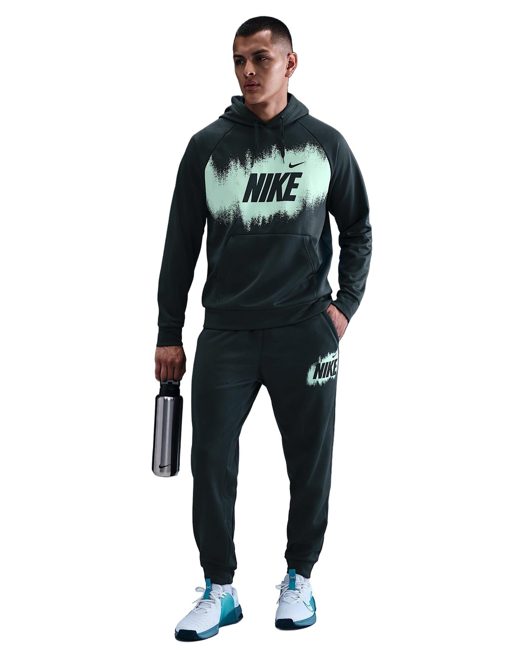 Nike Men's Therma-FIT Fleece Graphic Joggers - SEAWEED GREEN Thumbnail View 4