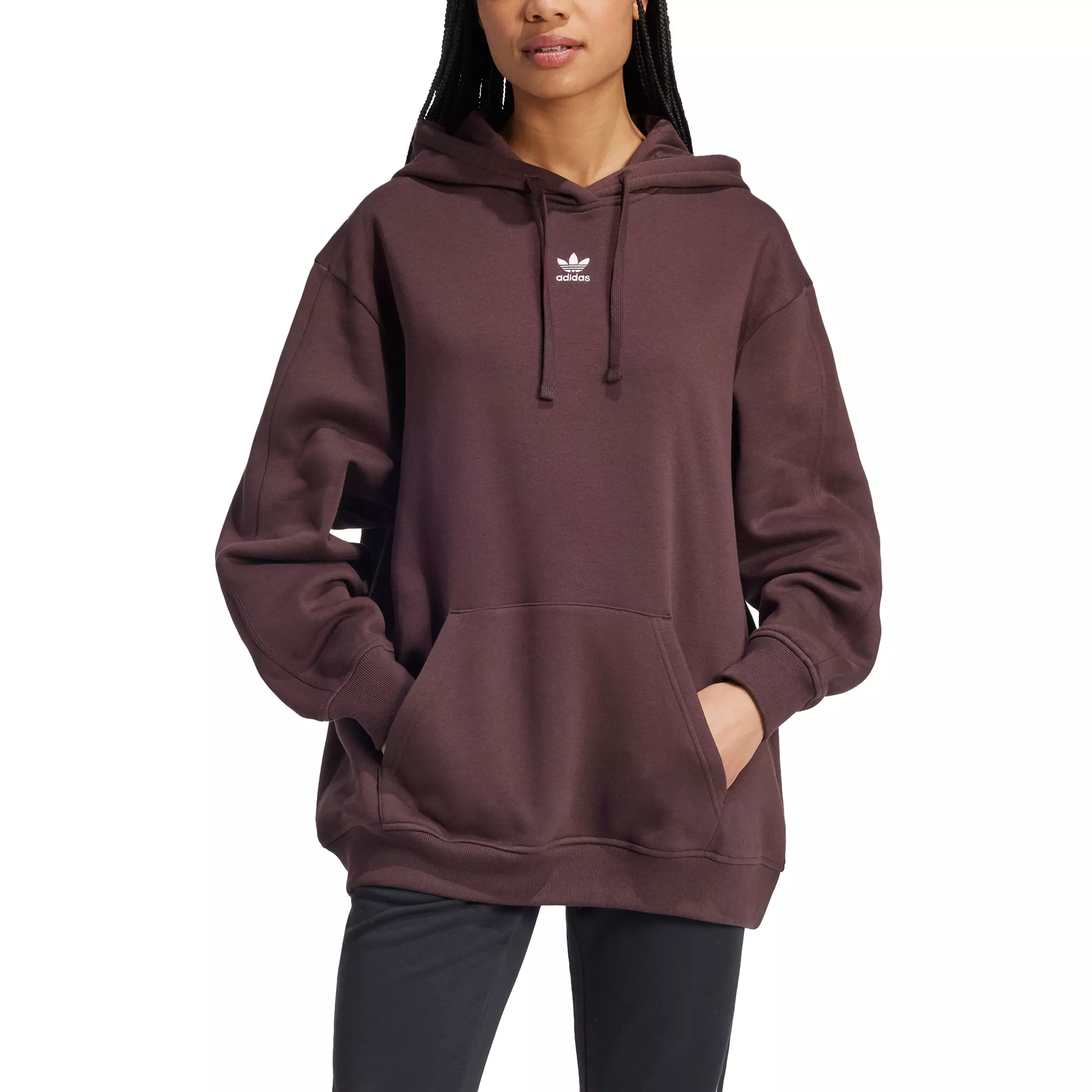 adidas Women's Originals Essentials Oversized Fleece Hoodie - Brown - BROWN