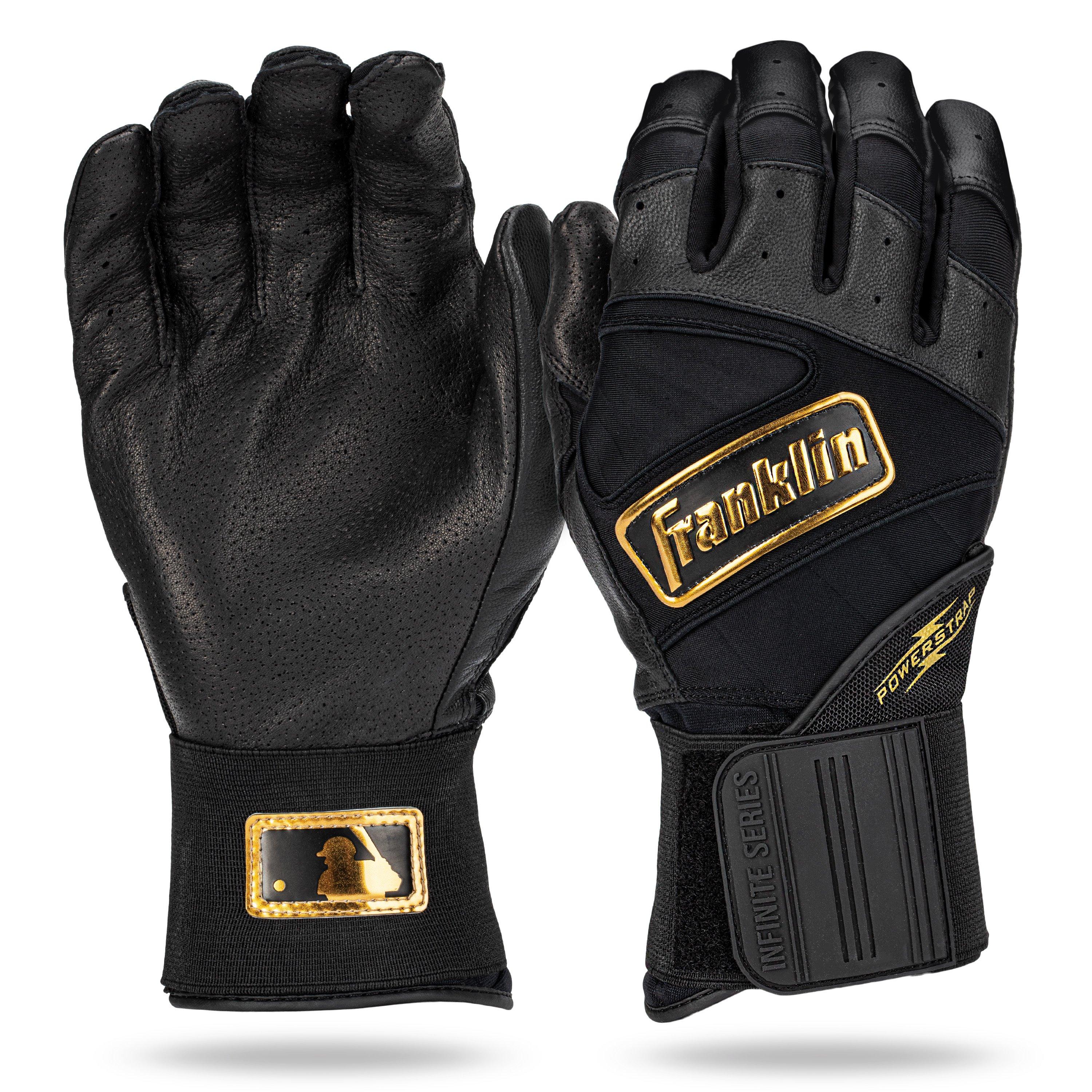 Franklin Sports Infinite Powerstrap Batting Gloves - Black/Gold - BLACK/GOLD Thumbnail View 1