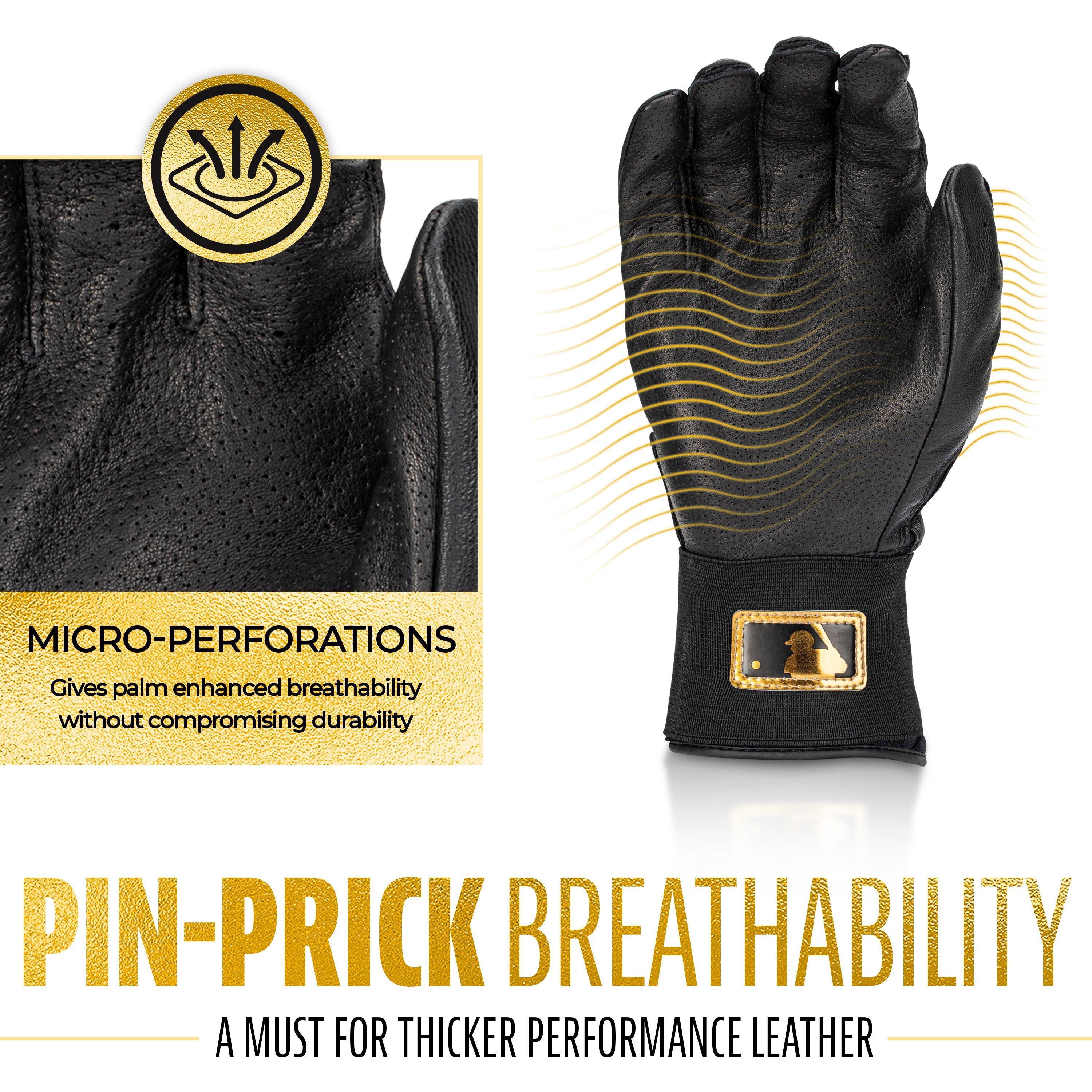Franklin Sports Infinite Powerstrap Batting Gloves - Black/Gold - BLACK/GOLD Thumbnail View 3