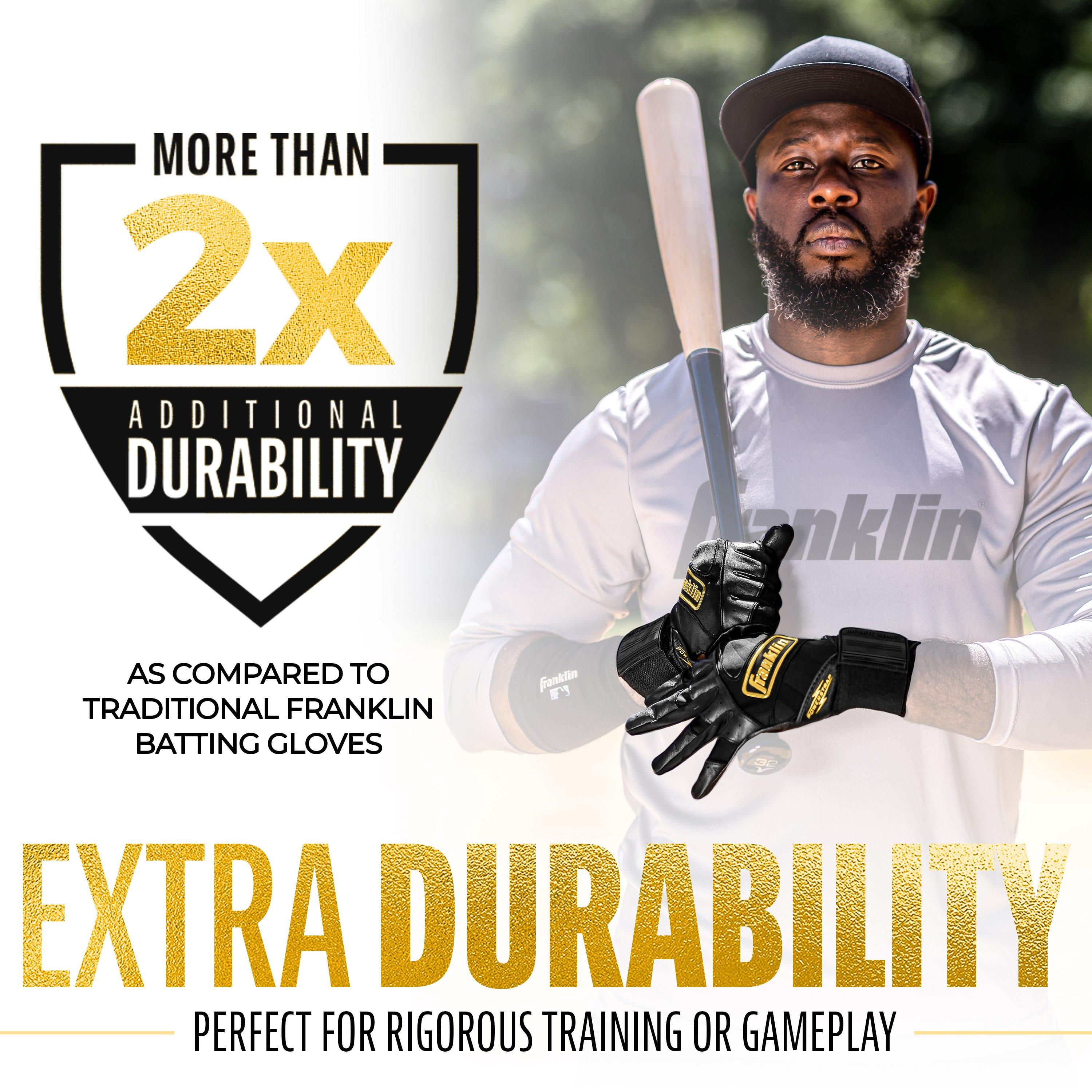 Franklin Sports Infinite Powerstrap Batting Gloves - Black/Gold - BLACK/GOLD Thumbnail View 4