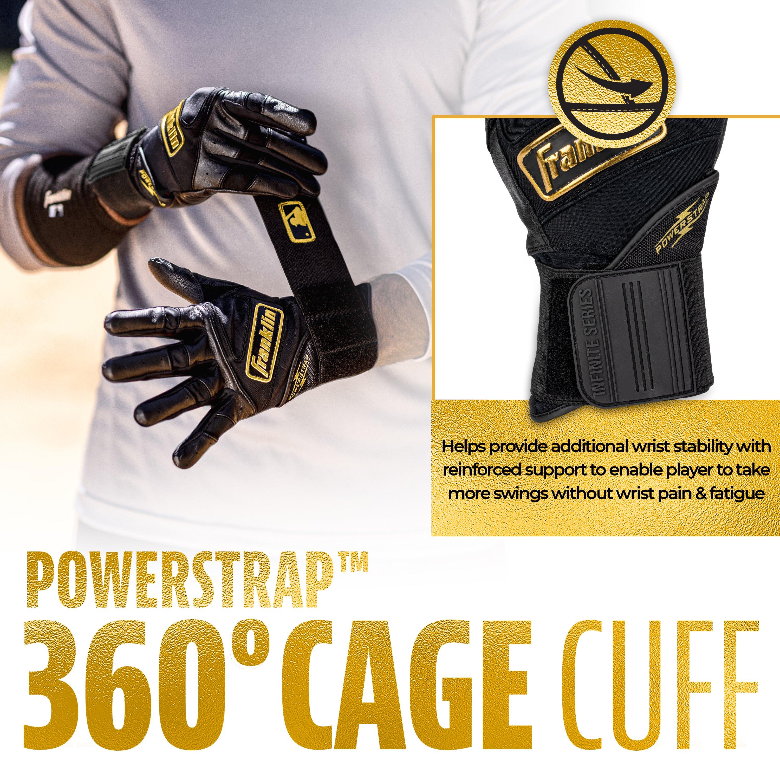 Franklin Sports Infinite Powerstrap Batting Gloves - Black/Gold - BLACK/GOLD Thumbnail View 7